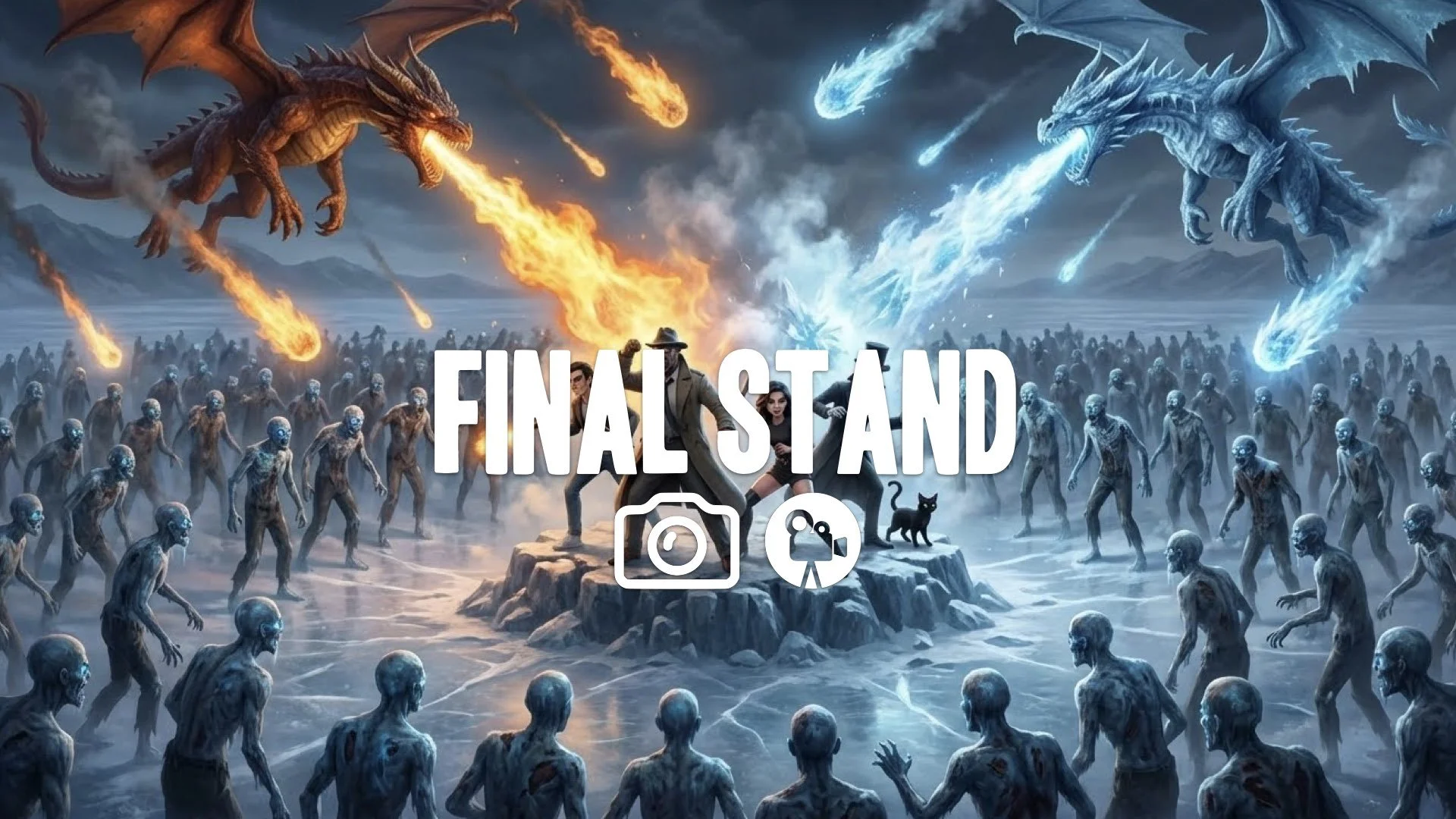 1. Small group trapped on frozen lake island surrounded by thousands of zombies dragons arriving fire vs ice battle no music