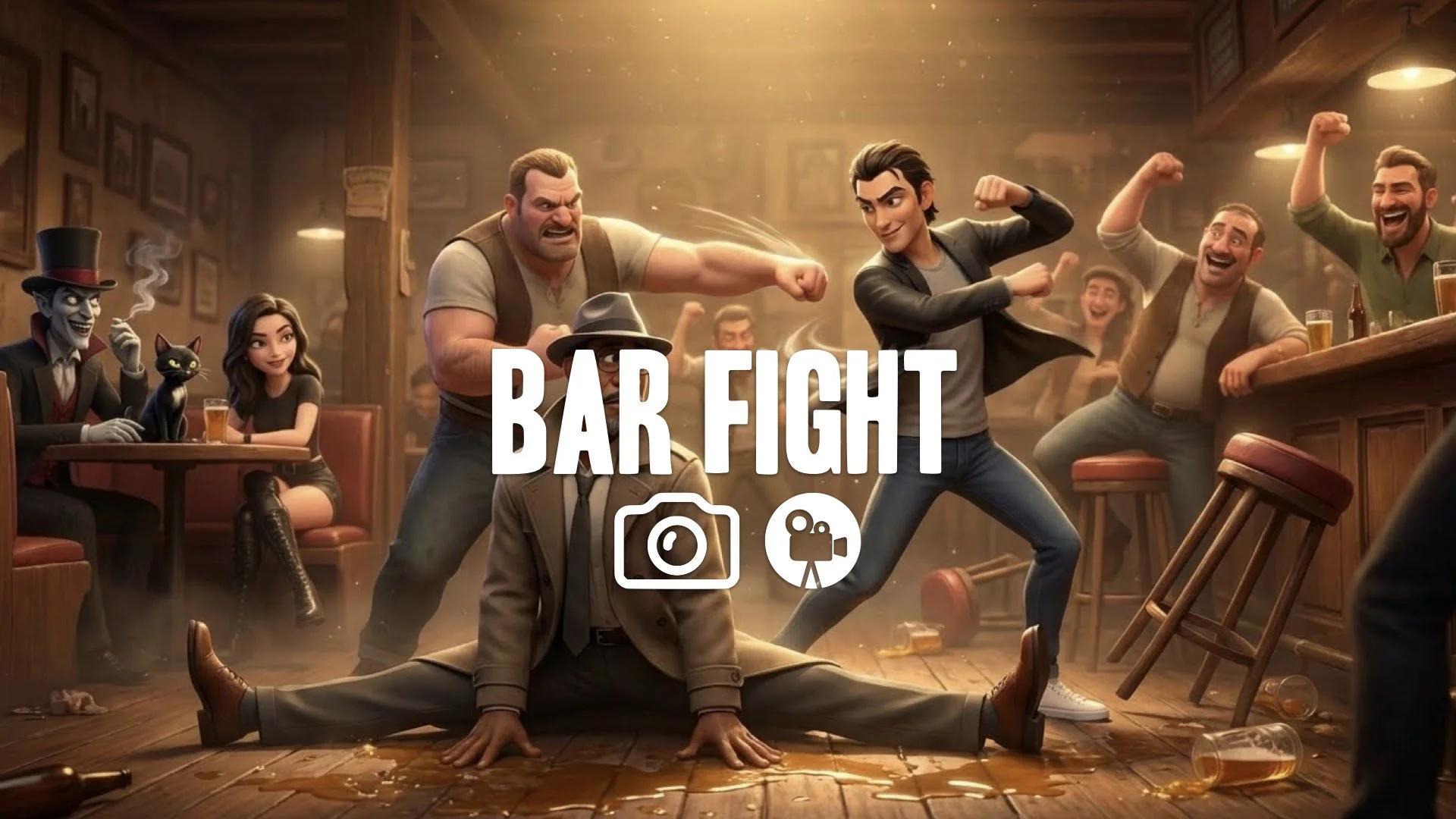 1. Drunken dancing fight bar scene rhythmic dodging smooth moves funny splits combat style no music