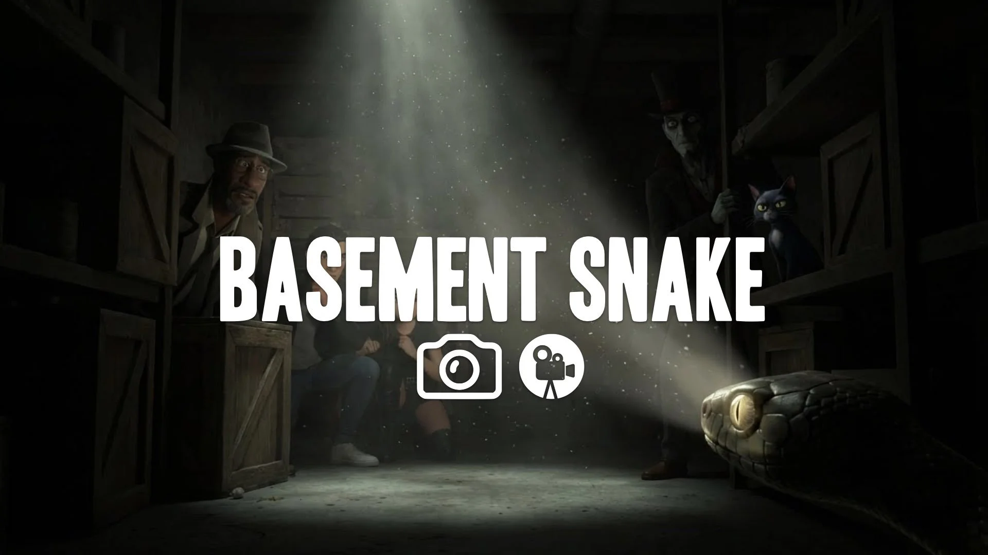 1. Basement probe eye snake camera searching hiding breath holding tension light beam dust motes no music