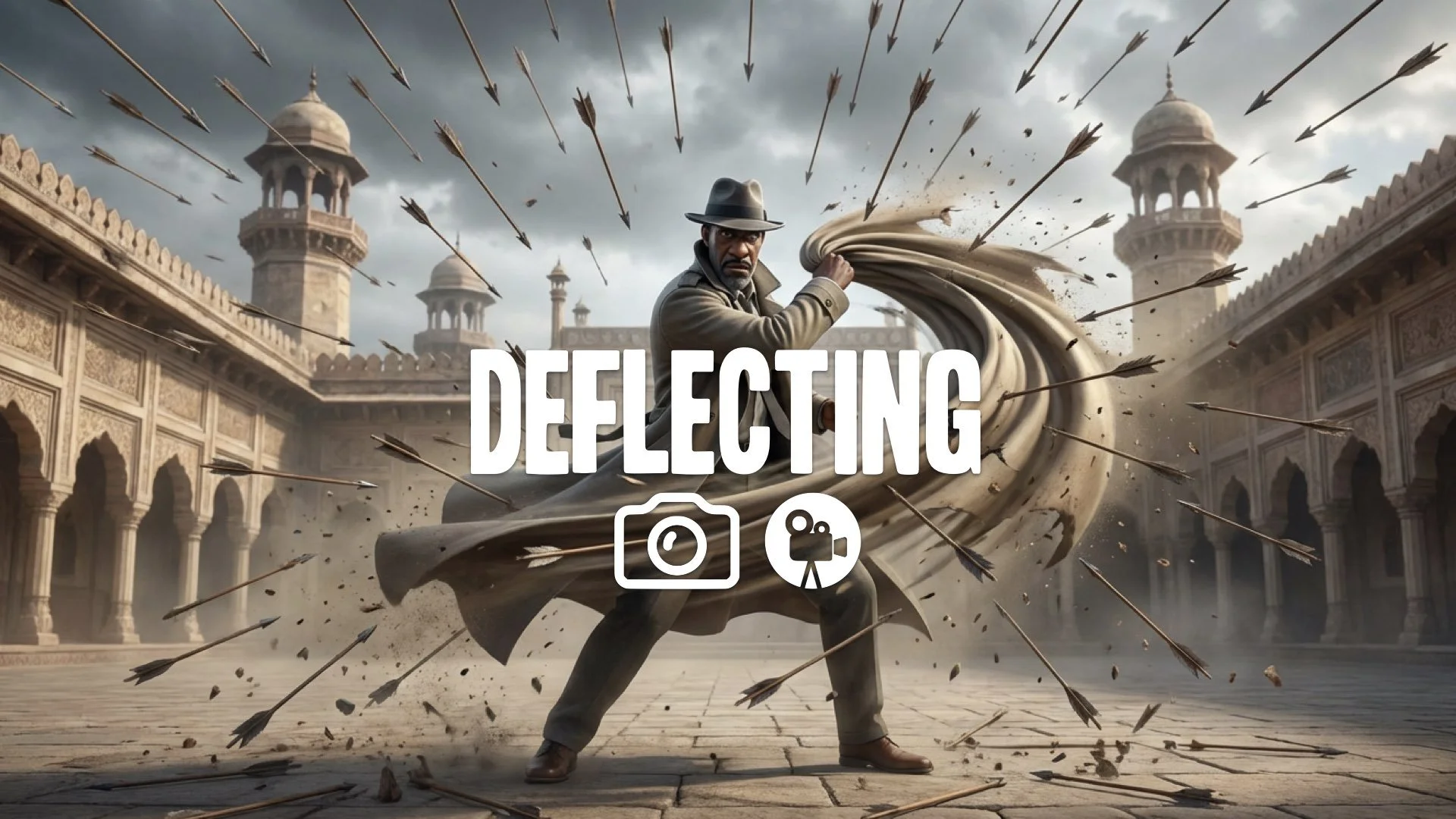 1. Thousands of arrows raining down on palace fighter deflecting them with sleeve swirling motion no music