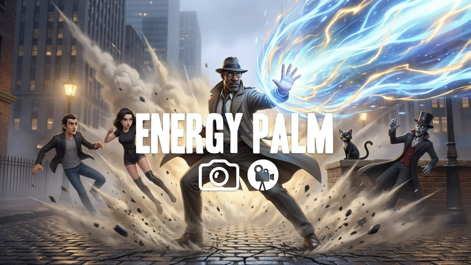 22. Fighter unleashing energy wave palm strike ground exploding dust shockwave fantasy action no music