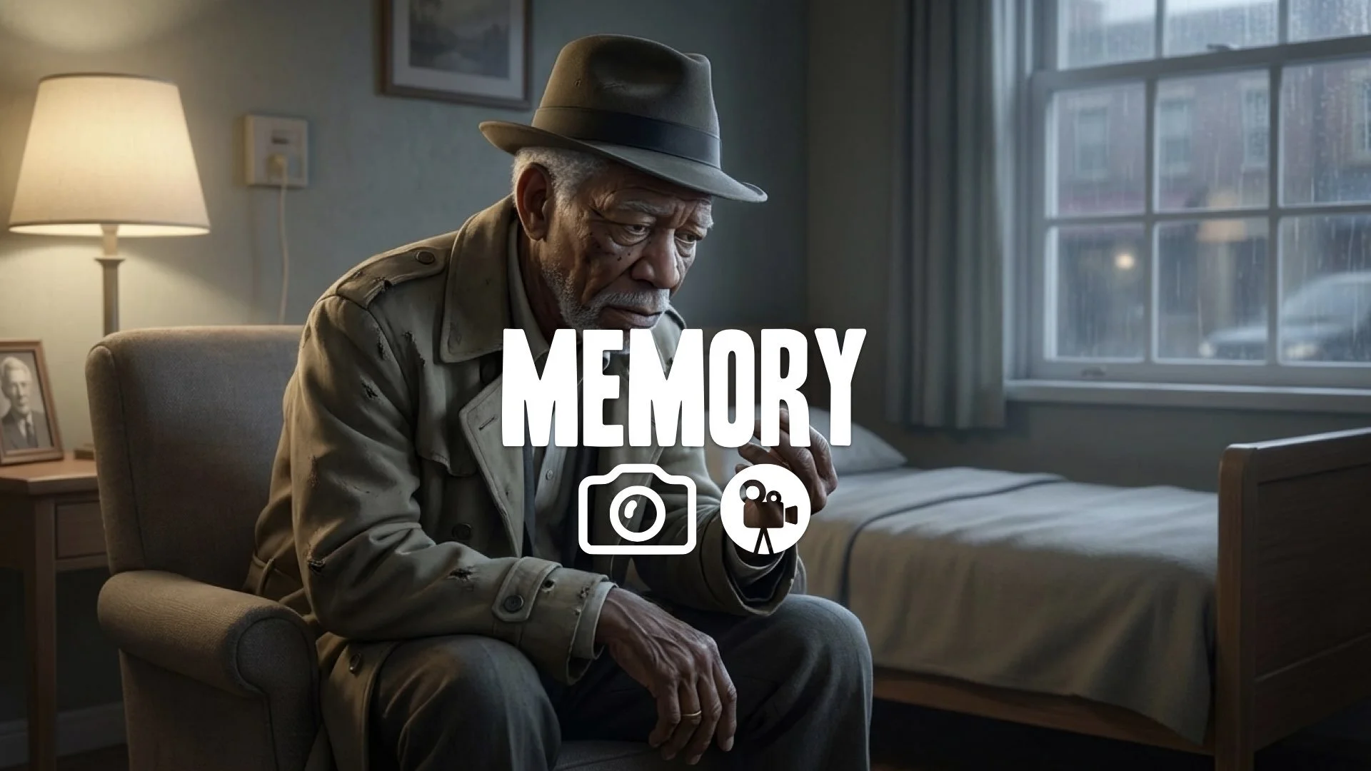 1. Old man staring at ring on finger in nursing home alone melancholic reflection life passed no music