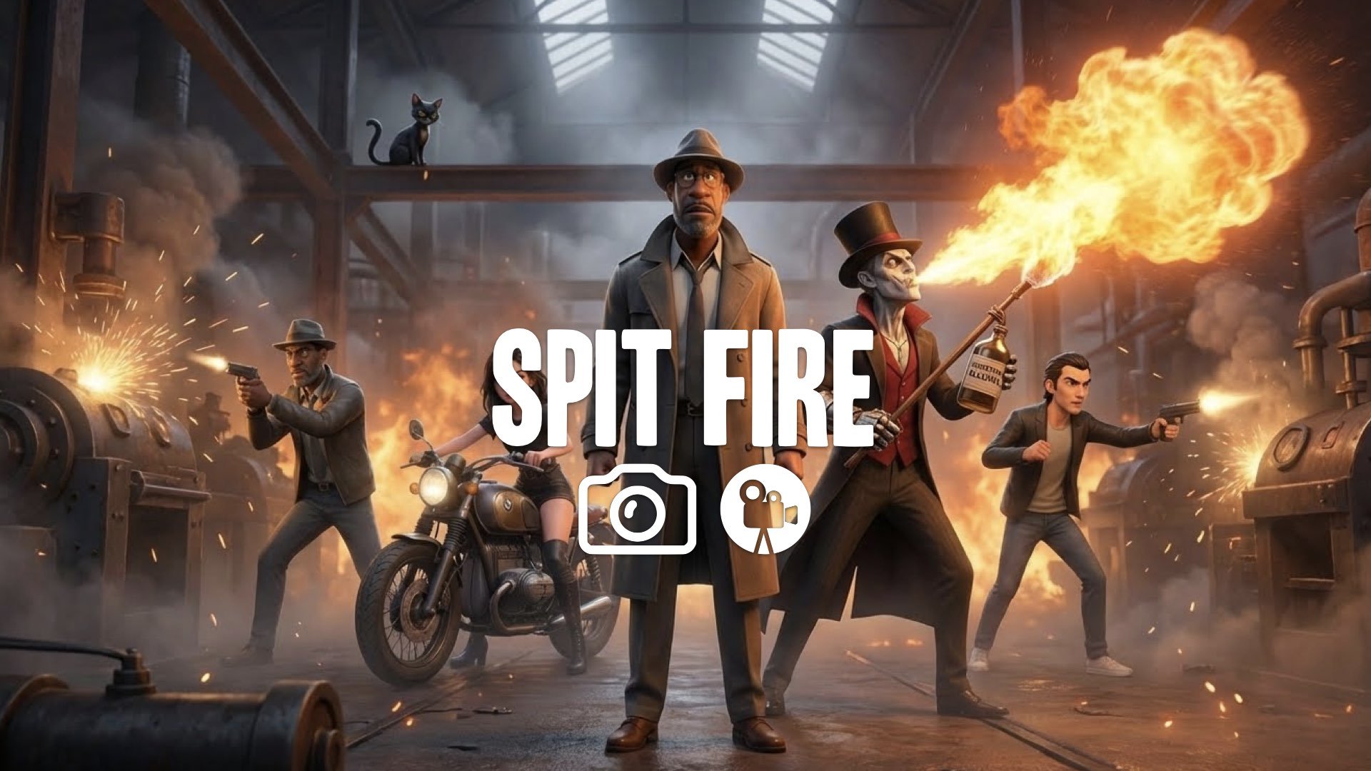 10. Drinking industrial alcohol blowing fire at enemies factory fight heat distortion intense action no music