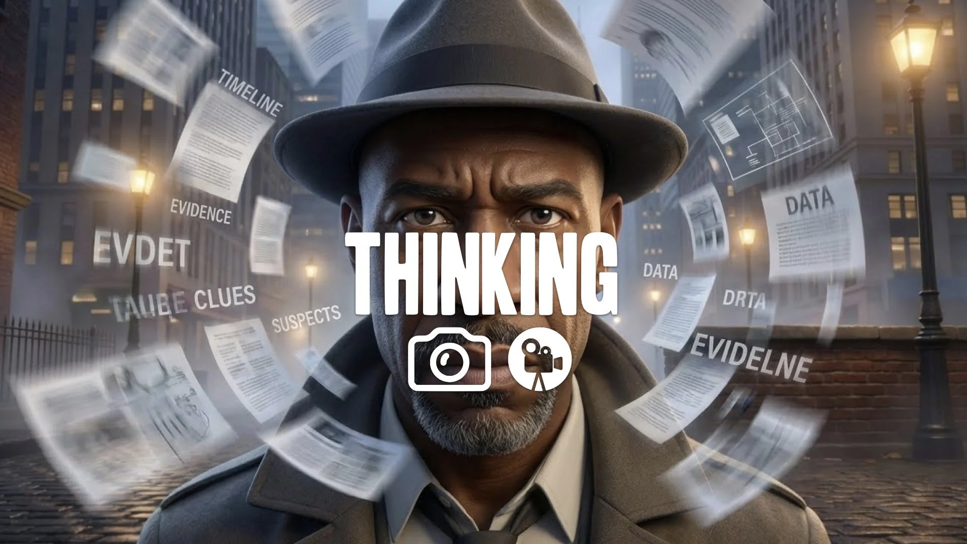 2. Photographic memory visualization pages flipping rapidly in mind abstract text floating focus eyes no music