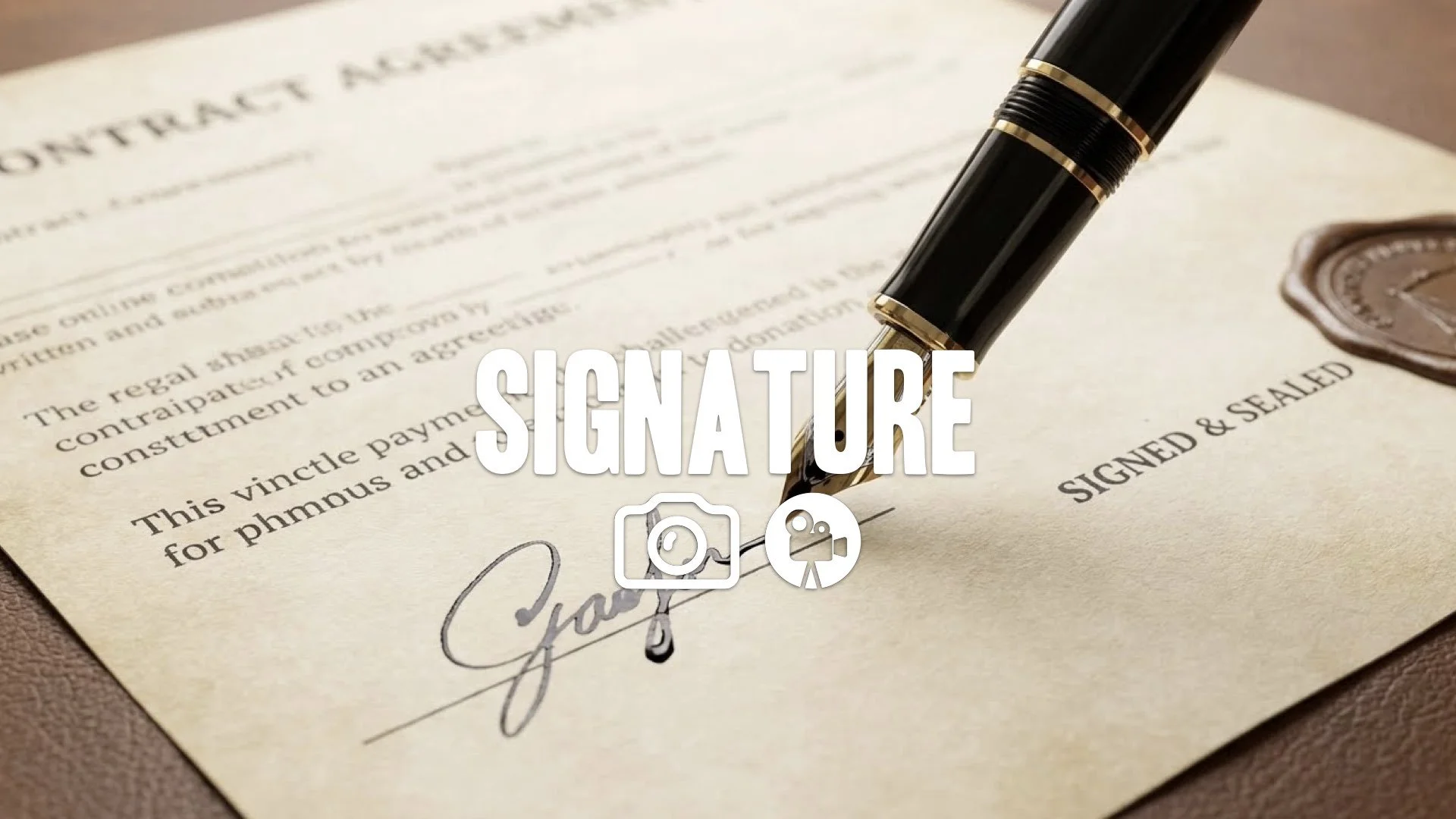 1. Close up expensive pen signing document ink flowing paper texture contract seal legal detail no music