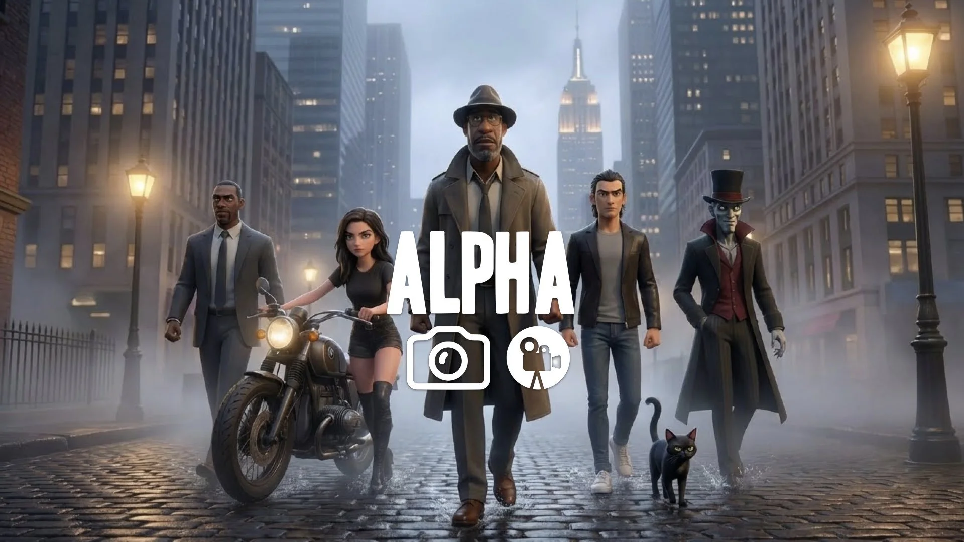 1. Group of powered people walking together slow motion team formation determined faces united front no music