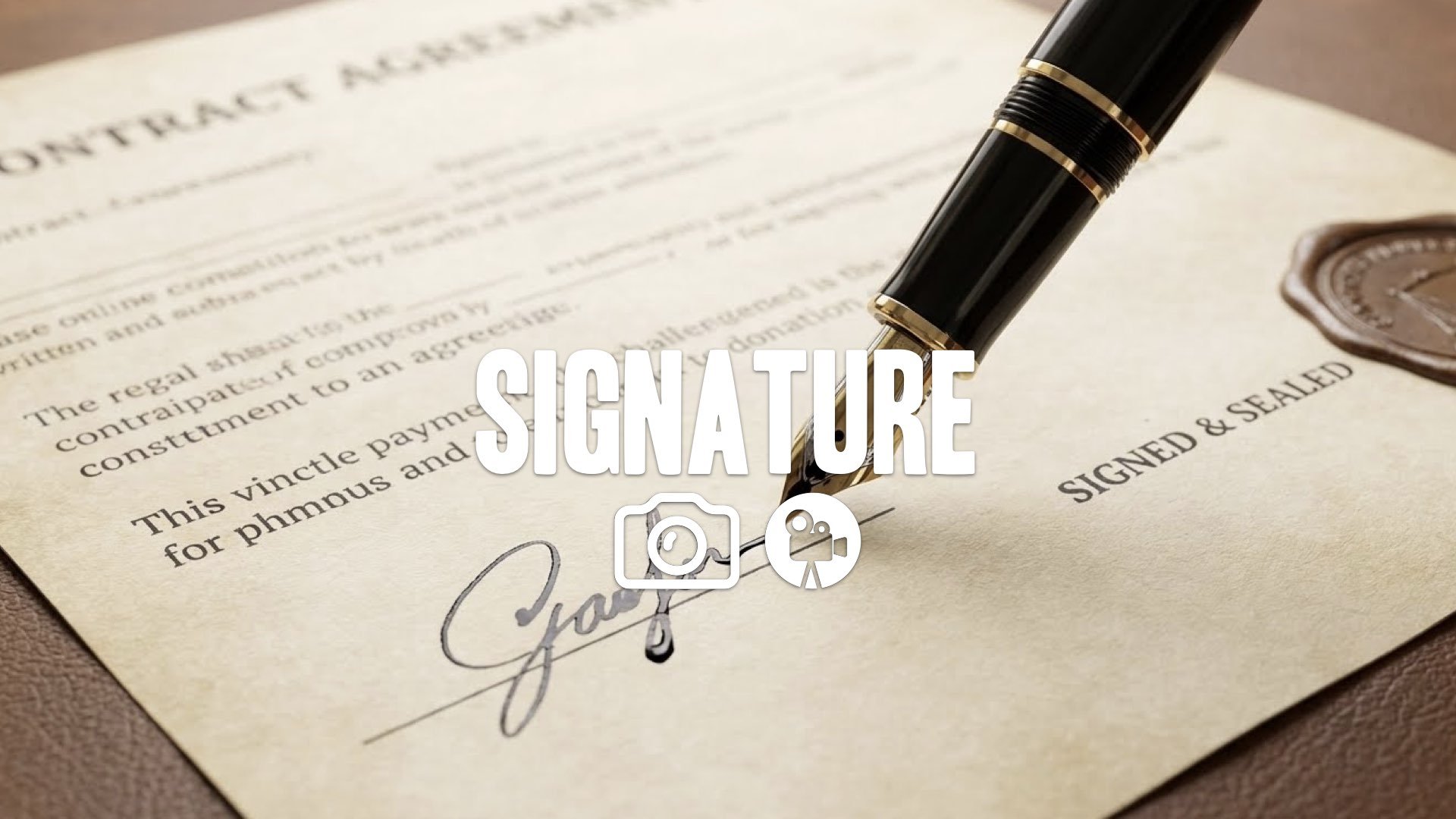 1. Close up expensive pen signing document ink flowing paper texture contract seal legal detail no music