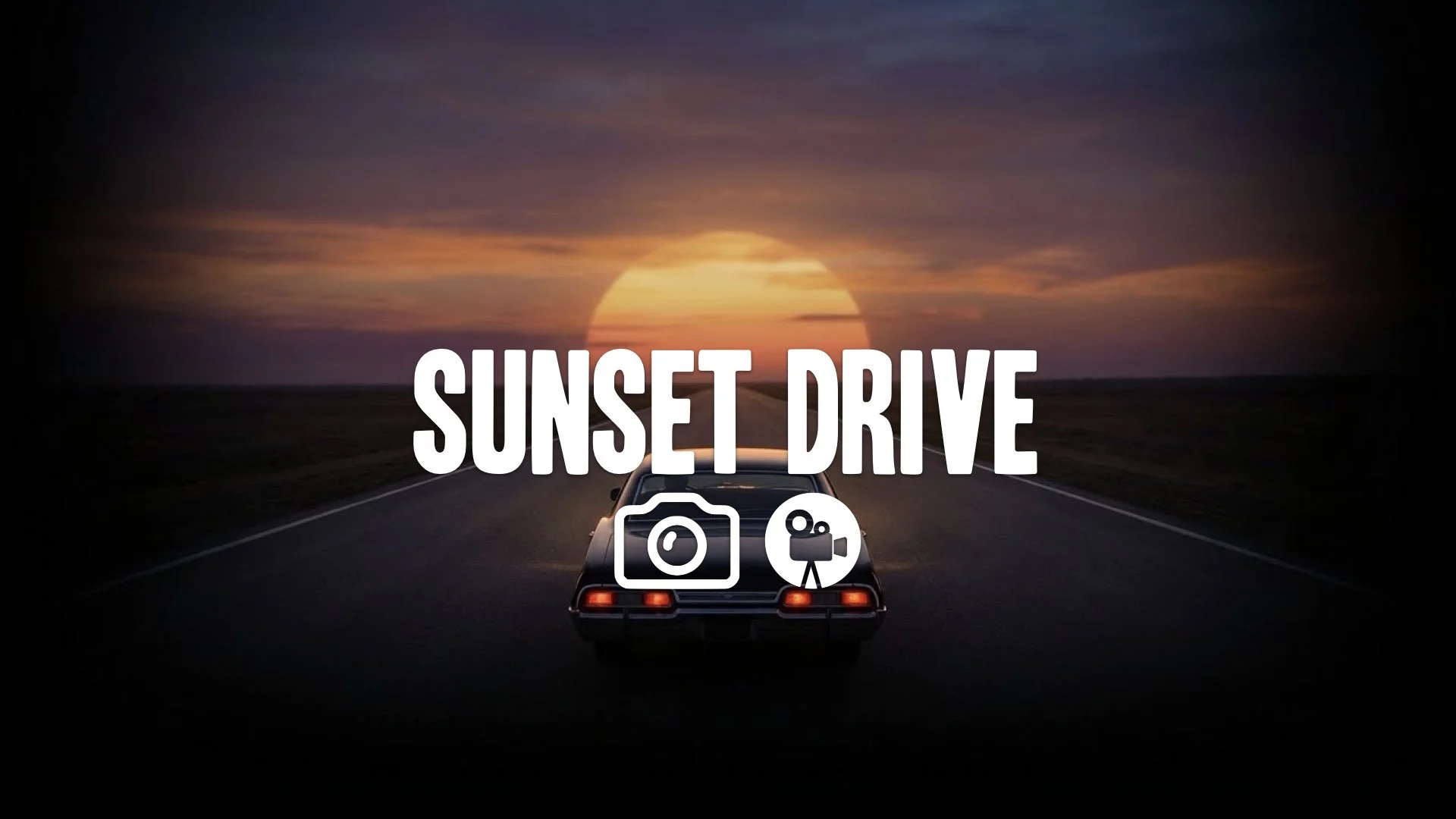 1. Final shot black car driving into sunset long straight road fading to black carry on vibe no music