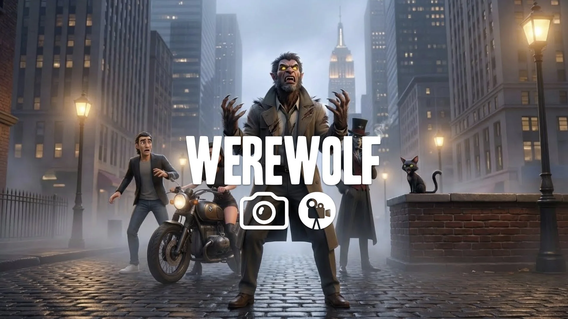 1. Werewolf transformation claws growing fur sprouting yellow eyes glowing painful morphing no music