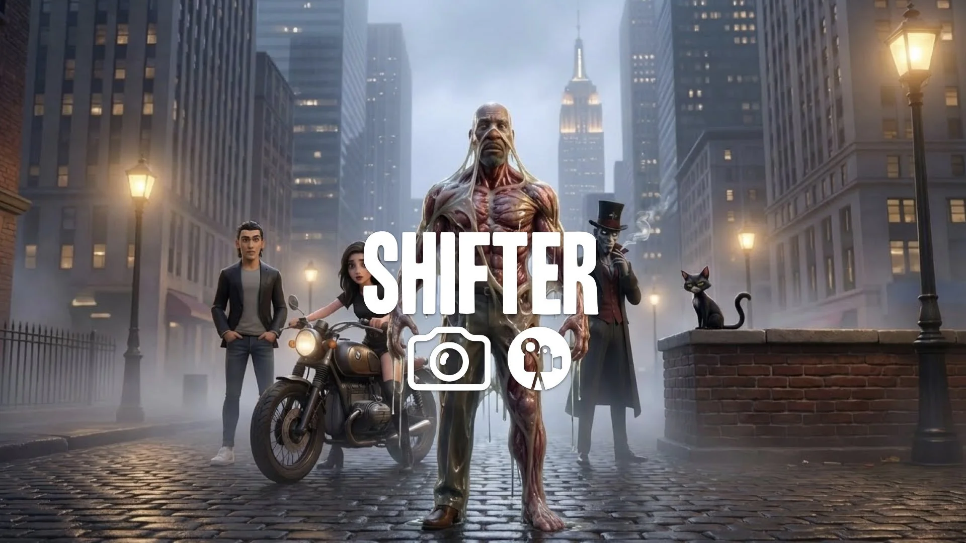 1. Shapeshifter shedding skin gross slimy texture human form emerging underneath horror visual no music