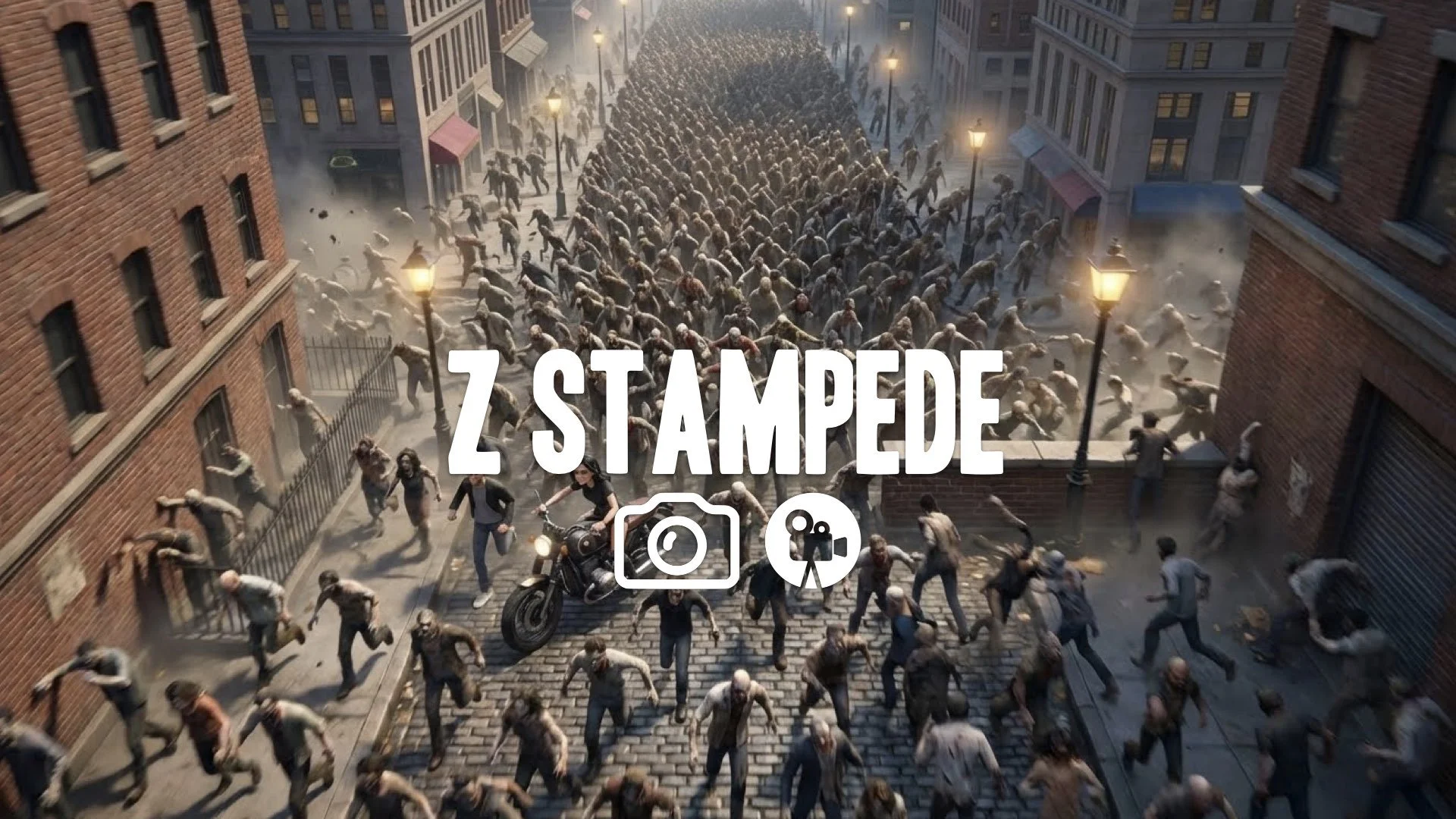 1. Zombies running full sprint chaotic movement swarming bus flipping it over glass shattering no music