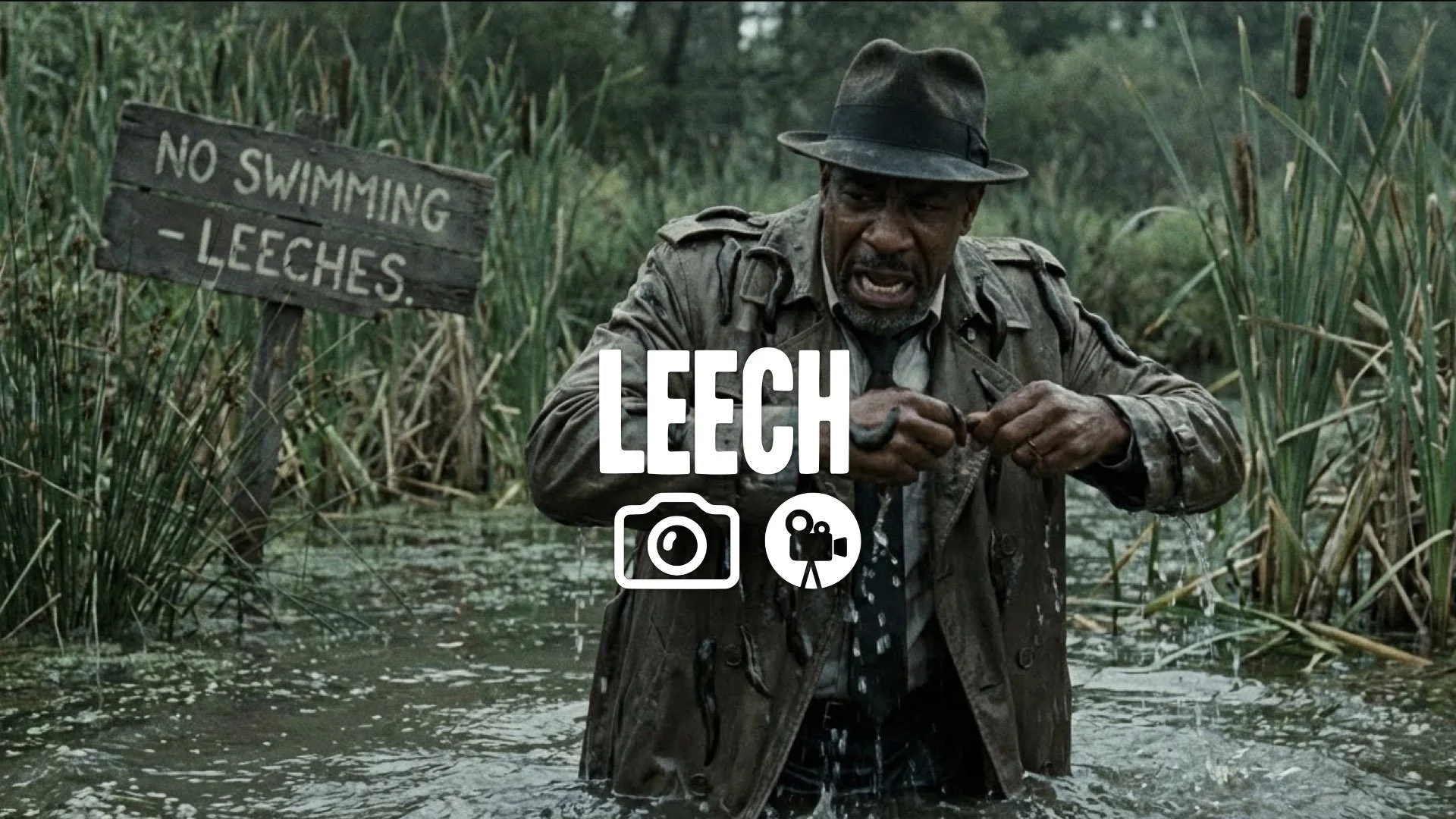 1. Leech covered body panic swimming pond ripping them off gross visceral horror comedy no music