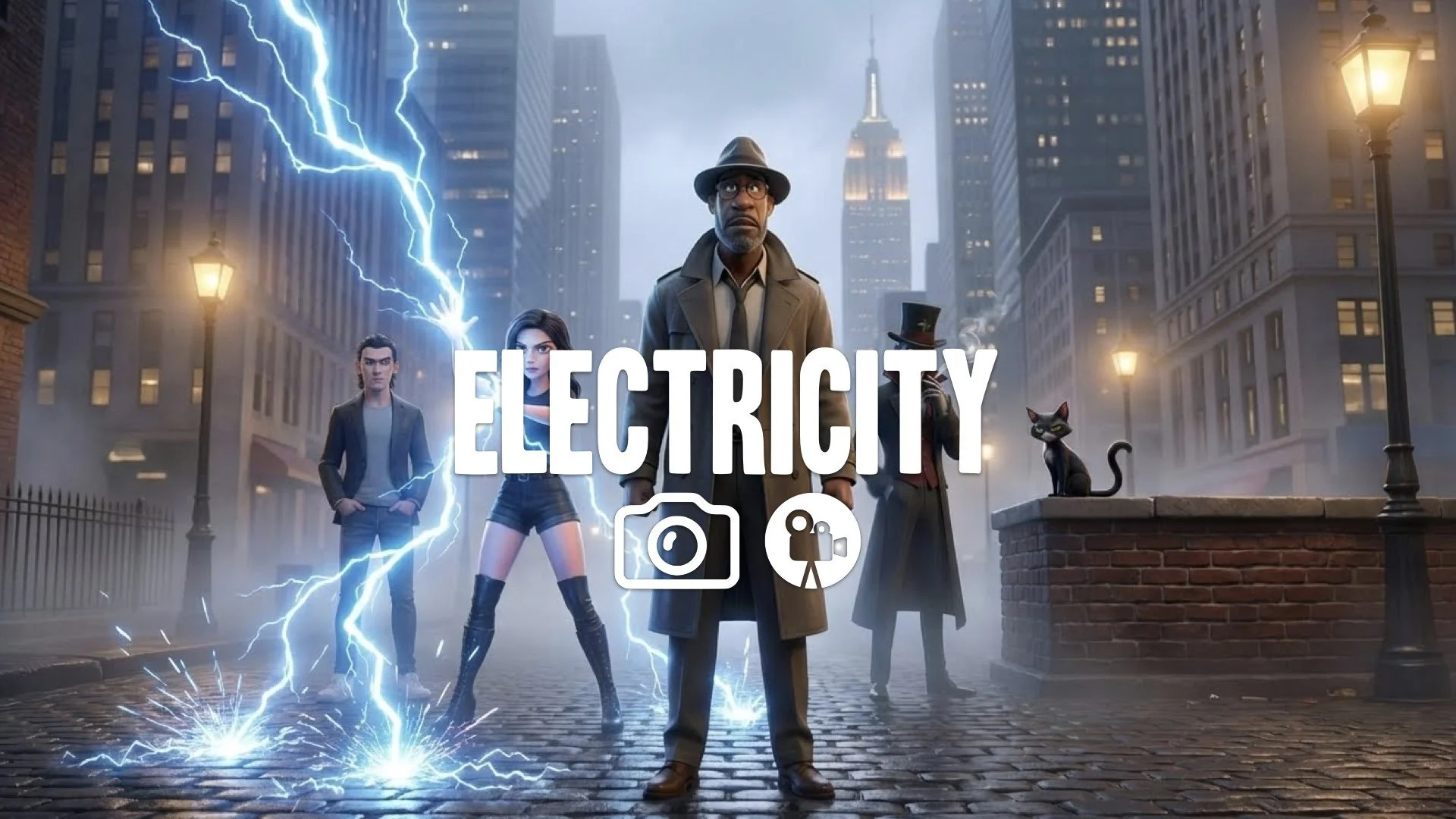 1. Woman generating lightning bolts from hands blue electricity arcing shocking target power no music