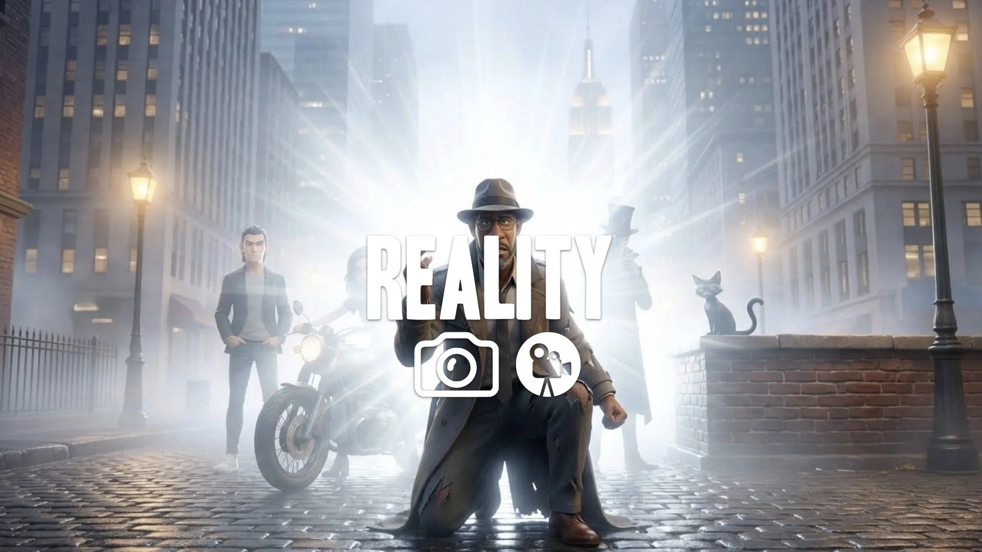 1. Broken hero kneeling stones on suit snapping fingers blinding light heroic sacrifice no music