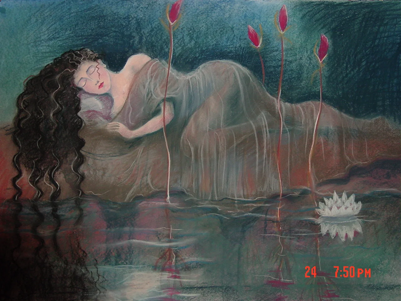  Lilies, Mixed Media, Nupastel, Watercolor, 2007 