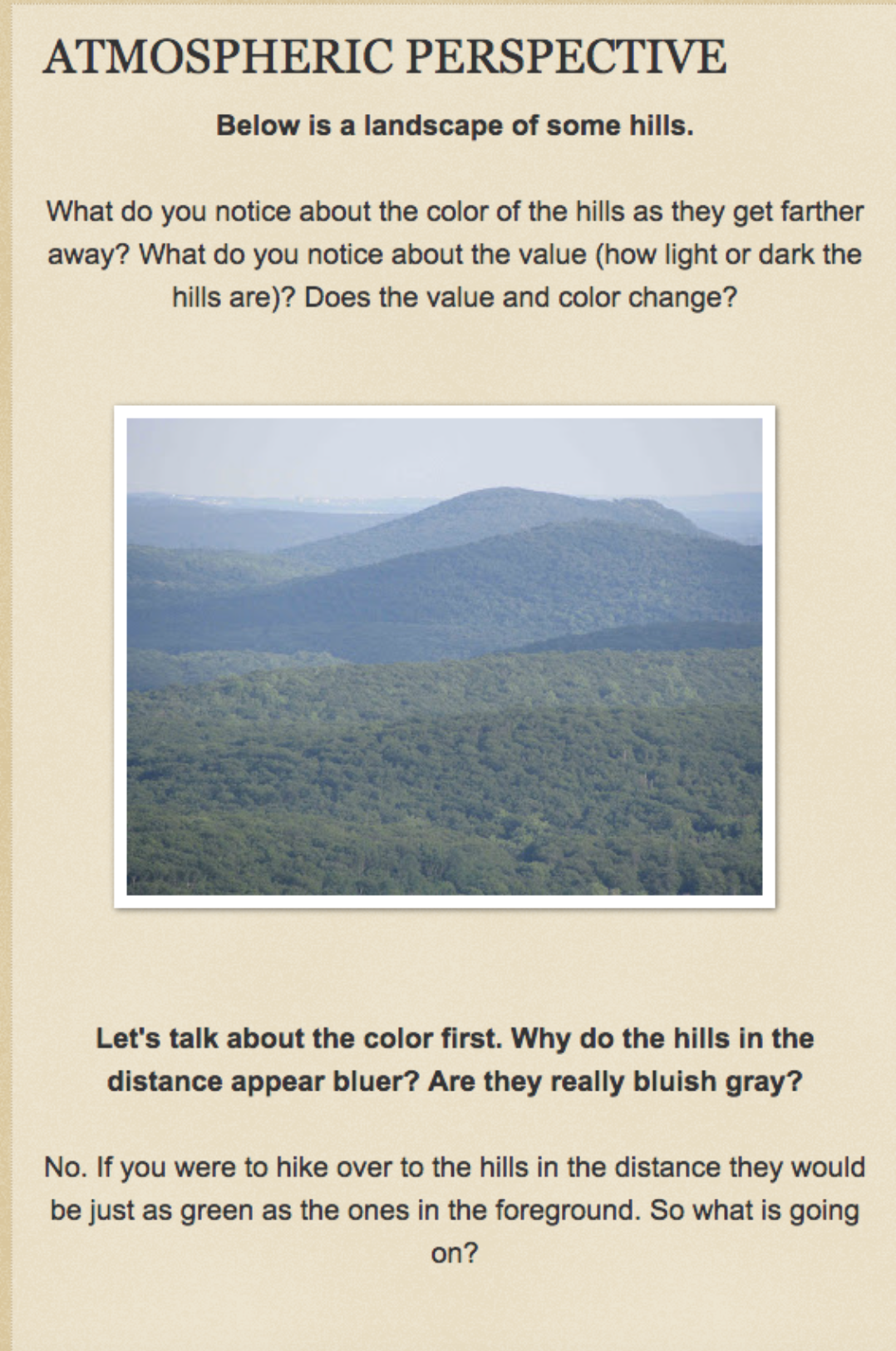 value in atmospheric perspective