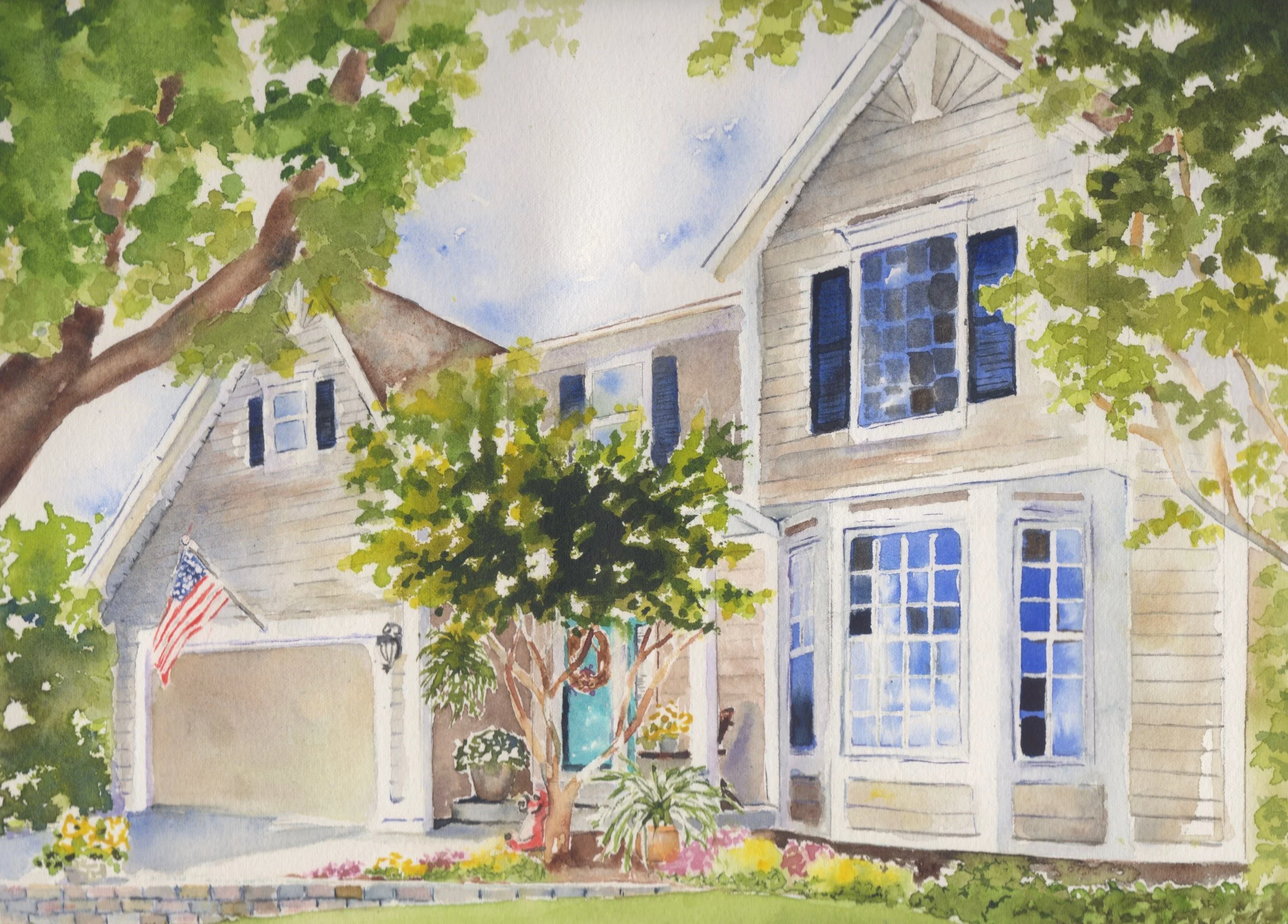 Watercolor Home Portrait