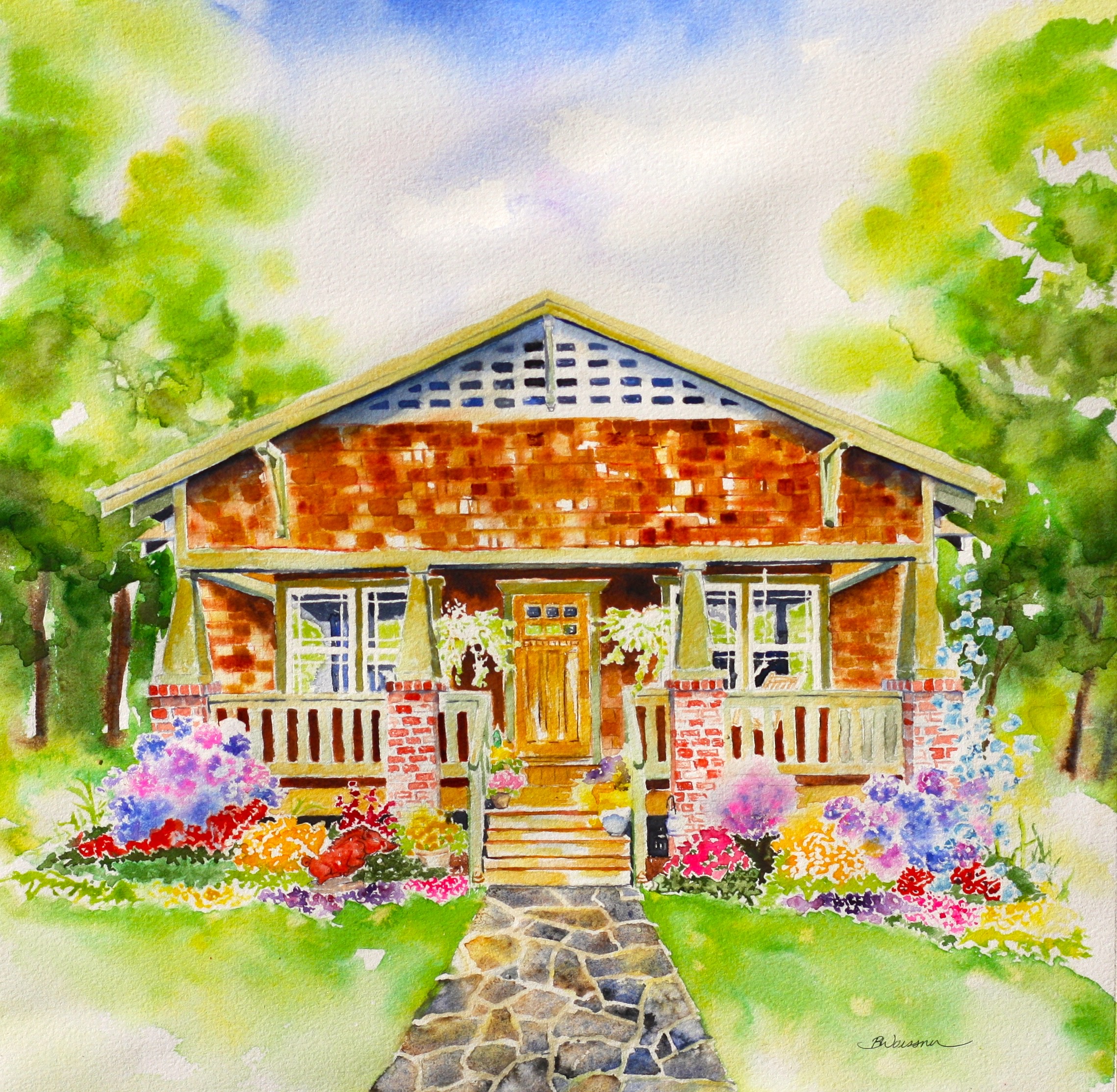 Watercolor Home Portrait