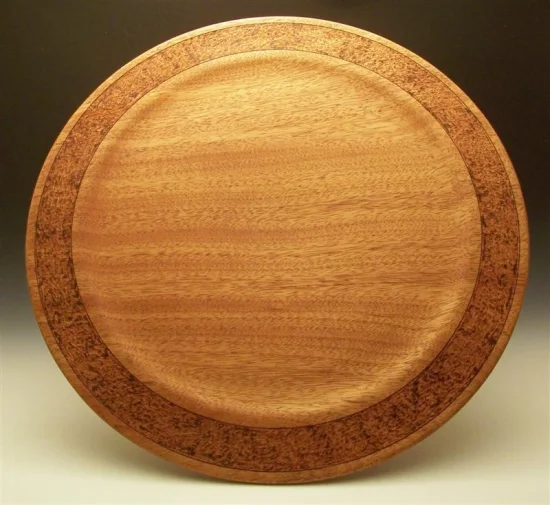 Textured Pyrographed Mahogany Platter