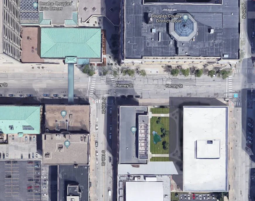 An artist rendering of a possible alternative design downtown, which keeps juvenile detention at its current location at 42nd and Woolworth.