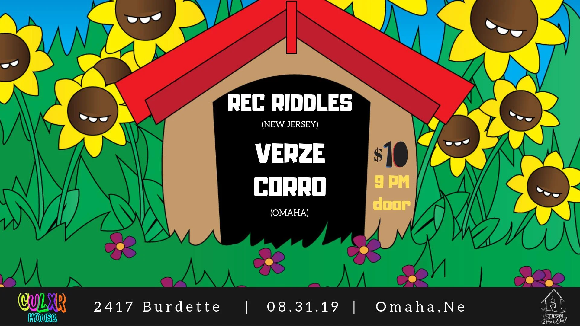 Facebook event: REC Riddles w VERZE & CORRO Saturday, 9pm $10 @ 2417 Burdette Street, North Omaha