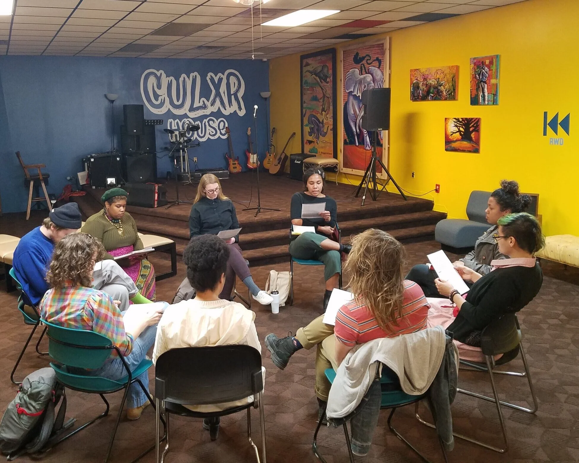 Book club hosted by Mary Lawson (center) at Culxr House.