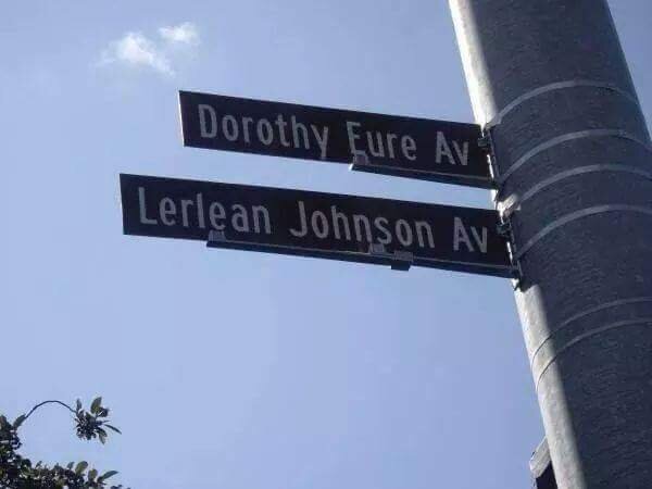 Street sign recognizing Dorothy Eure and Lerlean Johnson photo credit: Eure family
