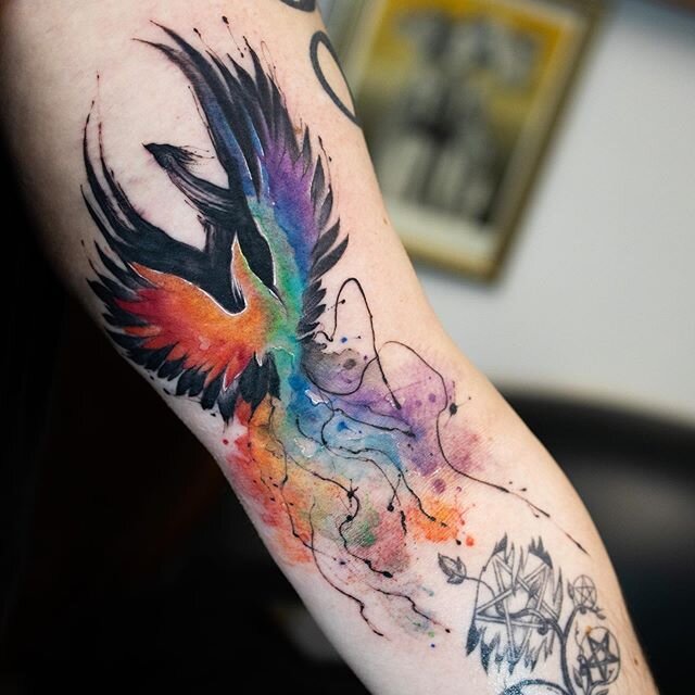 Thank you Elle. #watercolortattoo #phoenix #phoenixtattoo #sheridantattoo #tattoo #melbournetattoo #inked #watercolor #rainbow #abstract