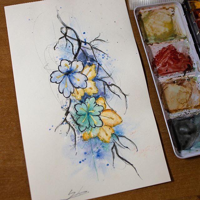Up for grabs thank you for watching #sheridan #sheridantattoo #tattoo #watercolor #watercolortattoo #abstract #melbournetattoo #flowers #watercolorpainting