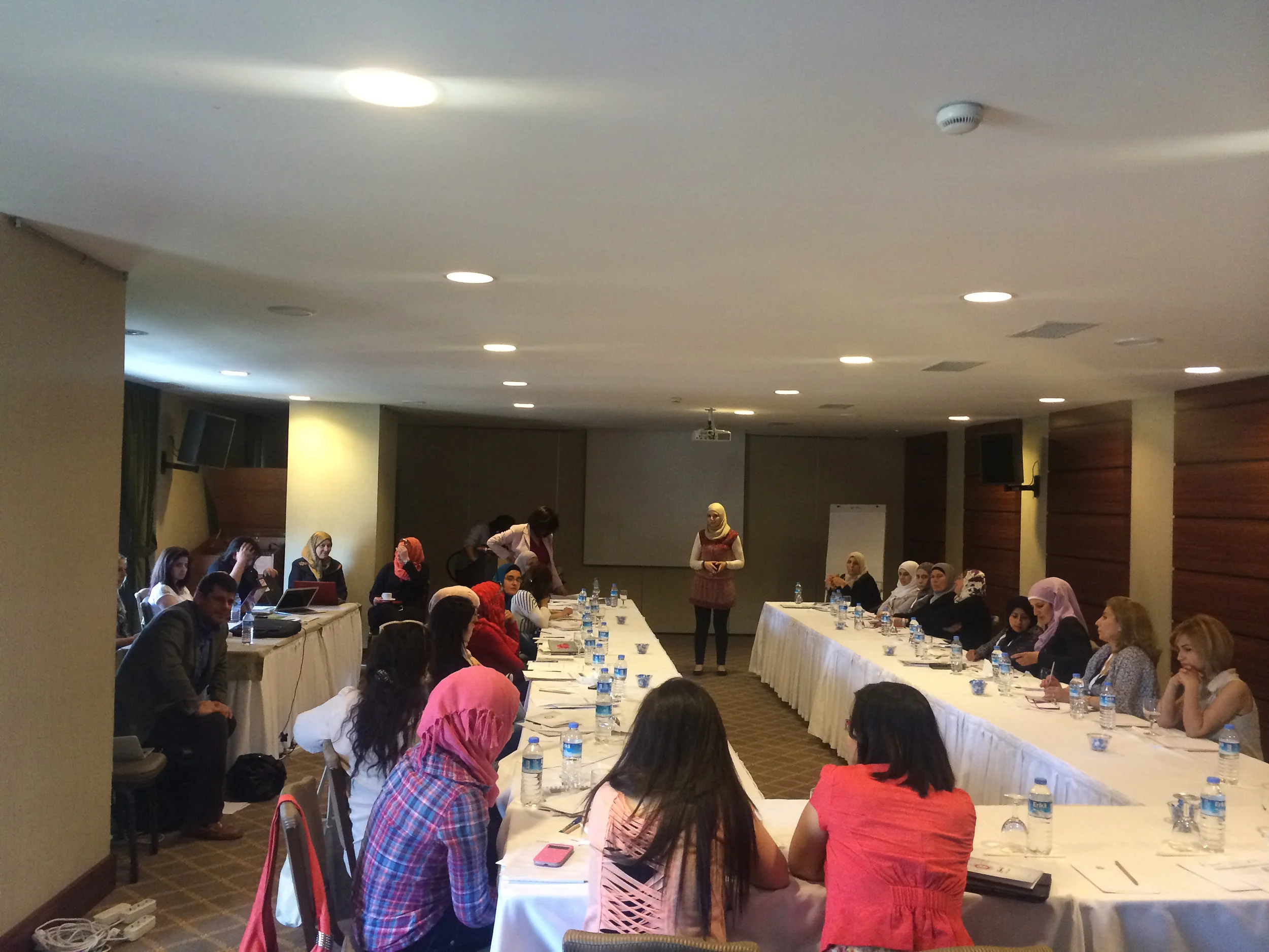Our Turkey team providing training to women civil society leaders on the Turkish Syrian border 