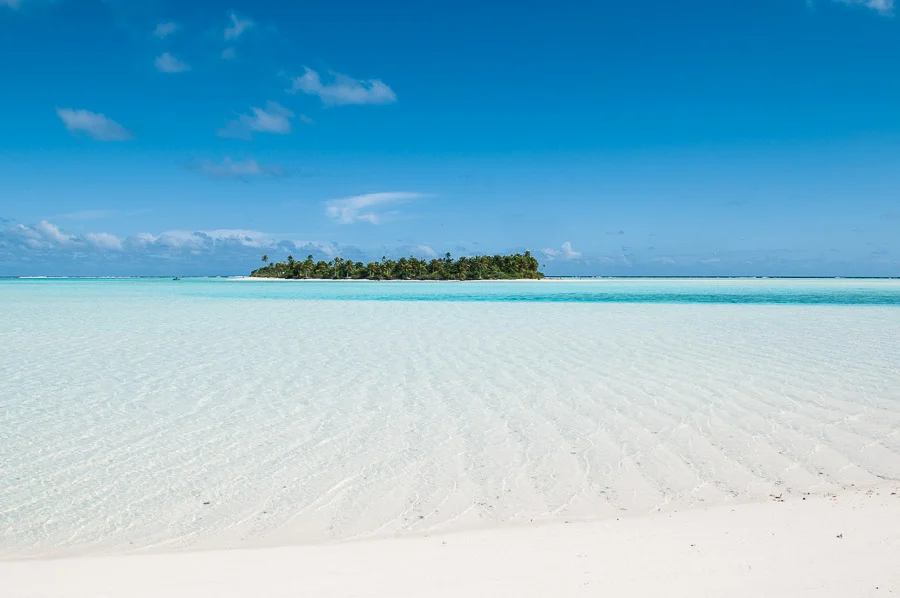 Island and lagoon, Aitutaki Island, Cook Islands.