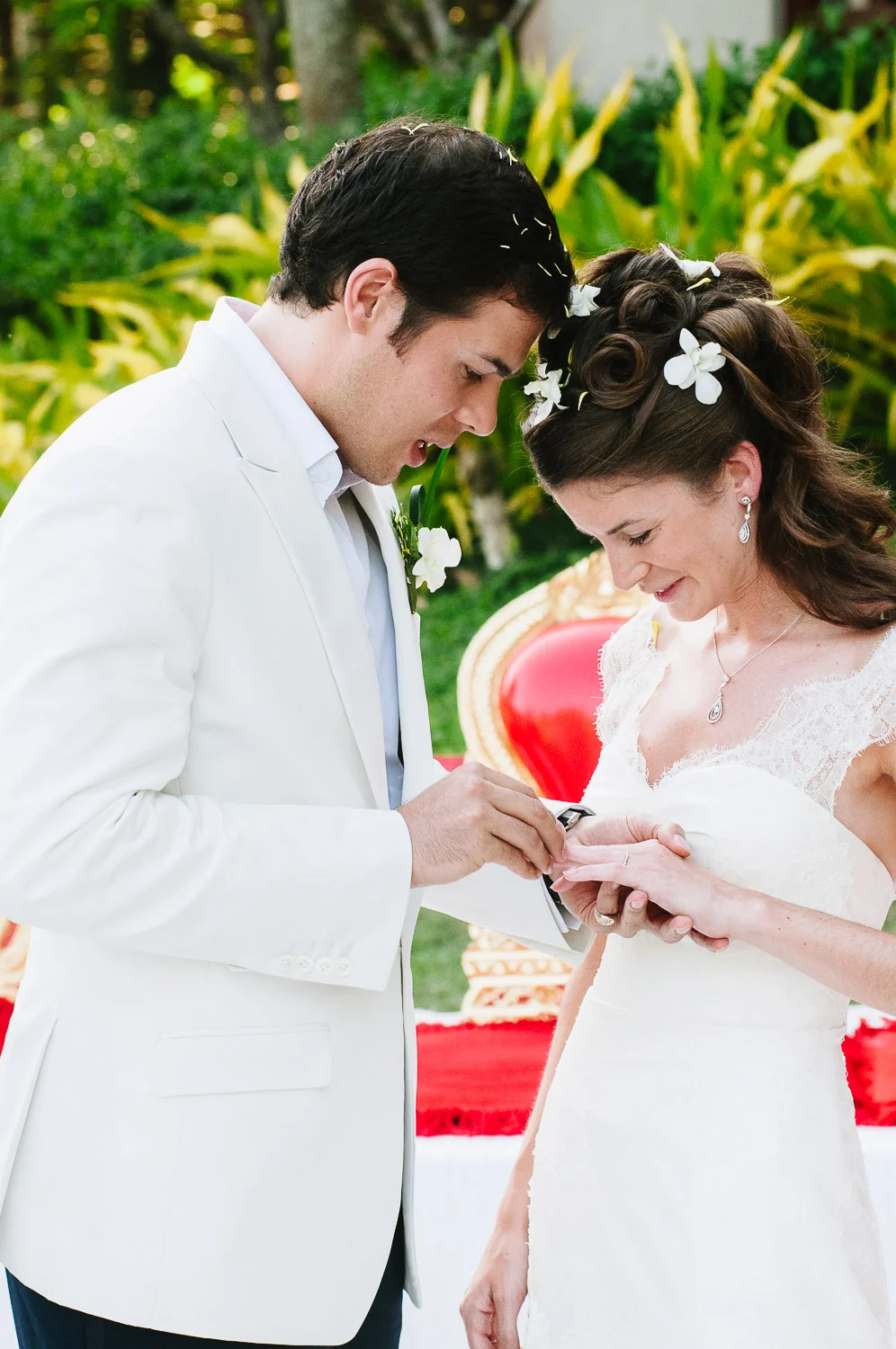 Four Seasons Resort Chiang Mai Wedding, Katie & Tim exchange rings.