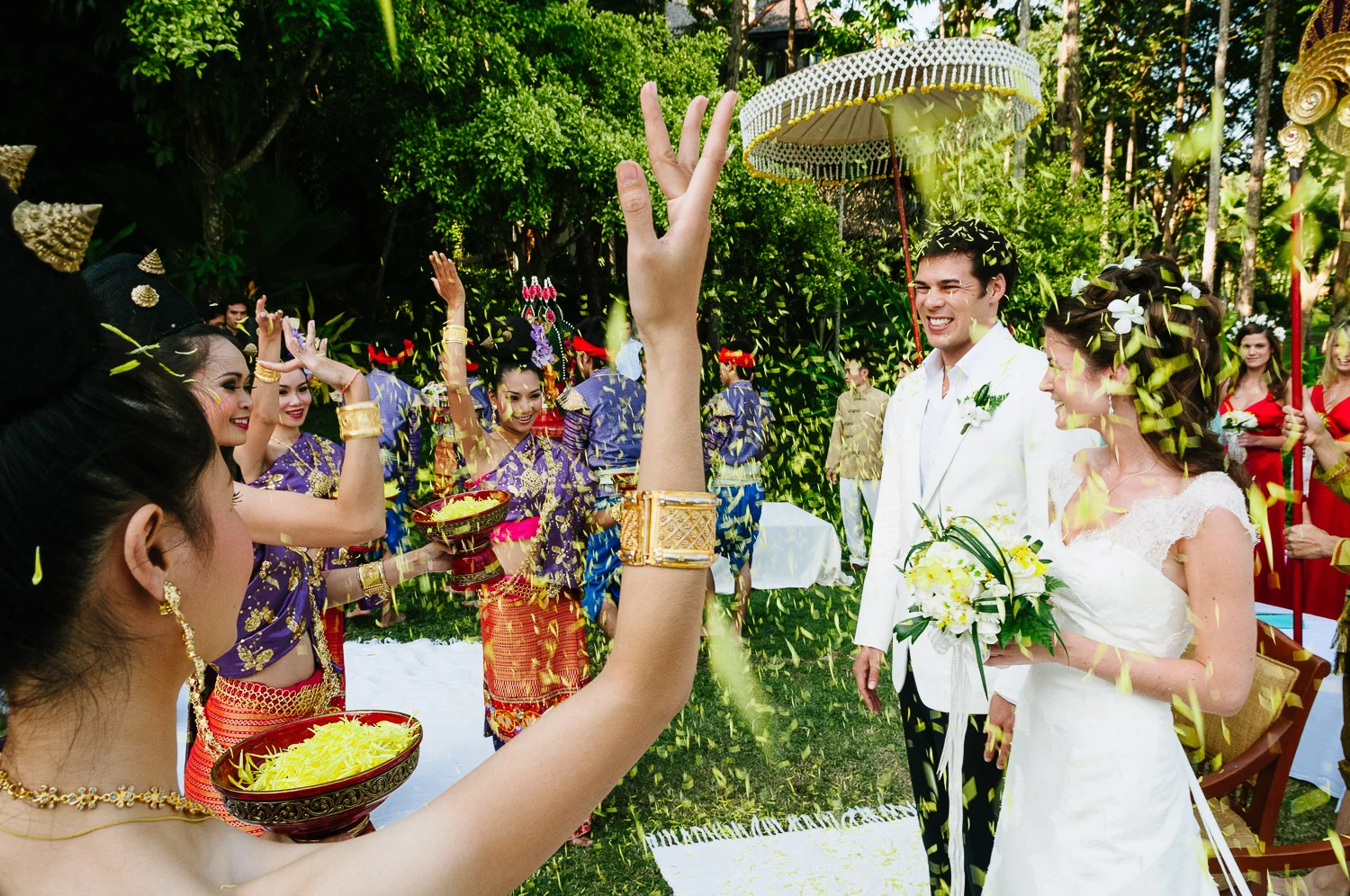 Katie and Tim's wedding day at Four Seasons Resort Chiang Mai, Thailand, on the 28 November 2009.