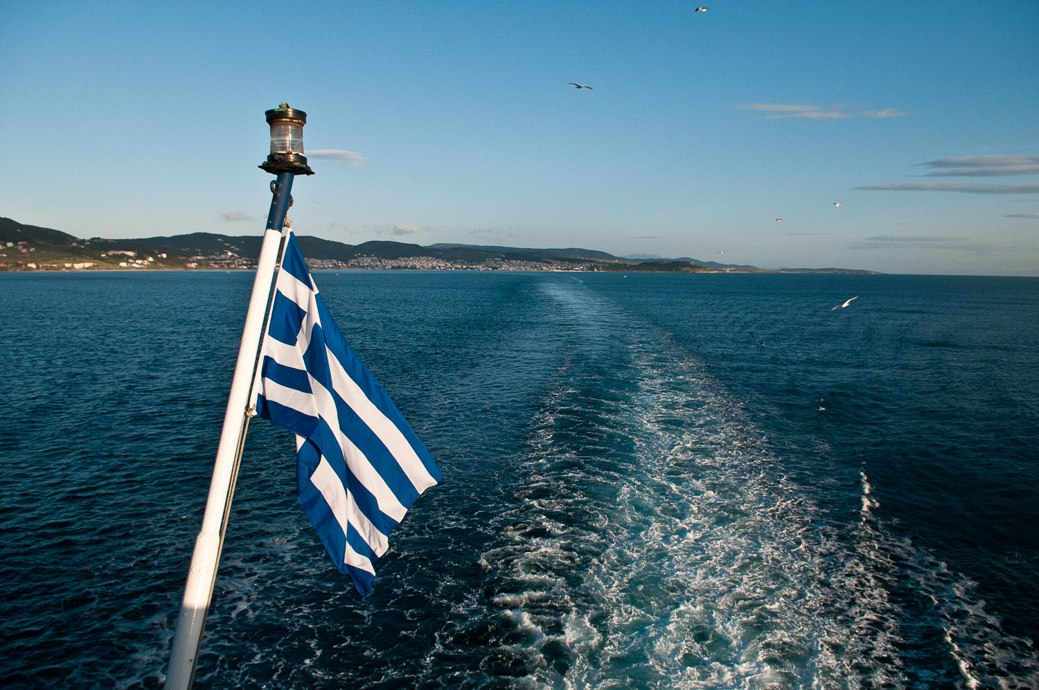 Travelling by ferry amongst the Greek Islands, Greece.