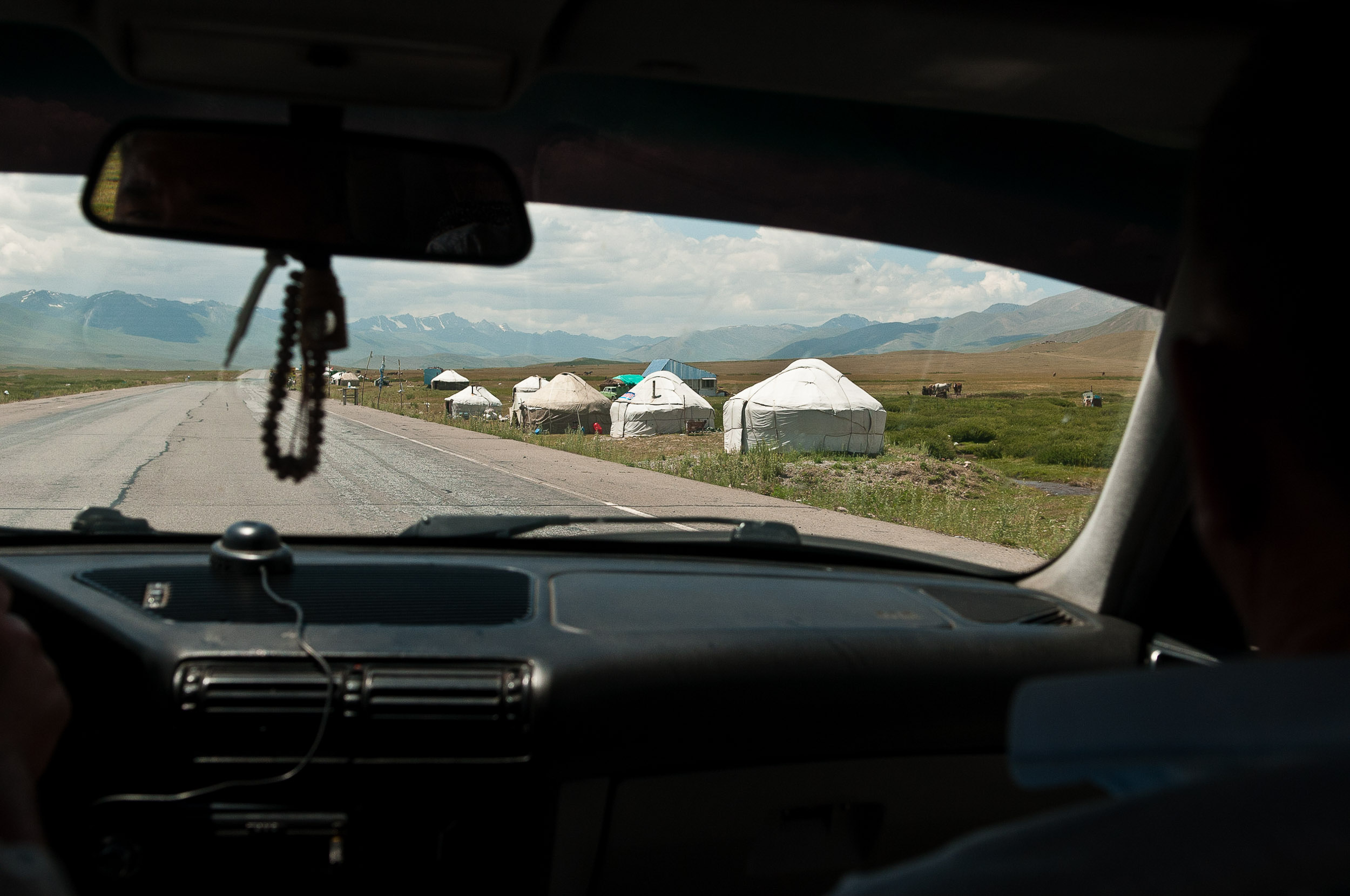 Gers or yurts on the road to Osh, Kyrgyzstan.