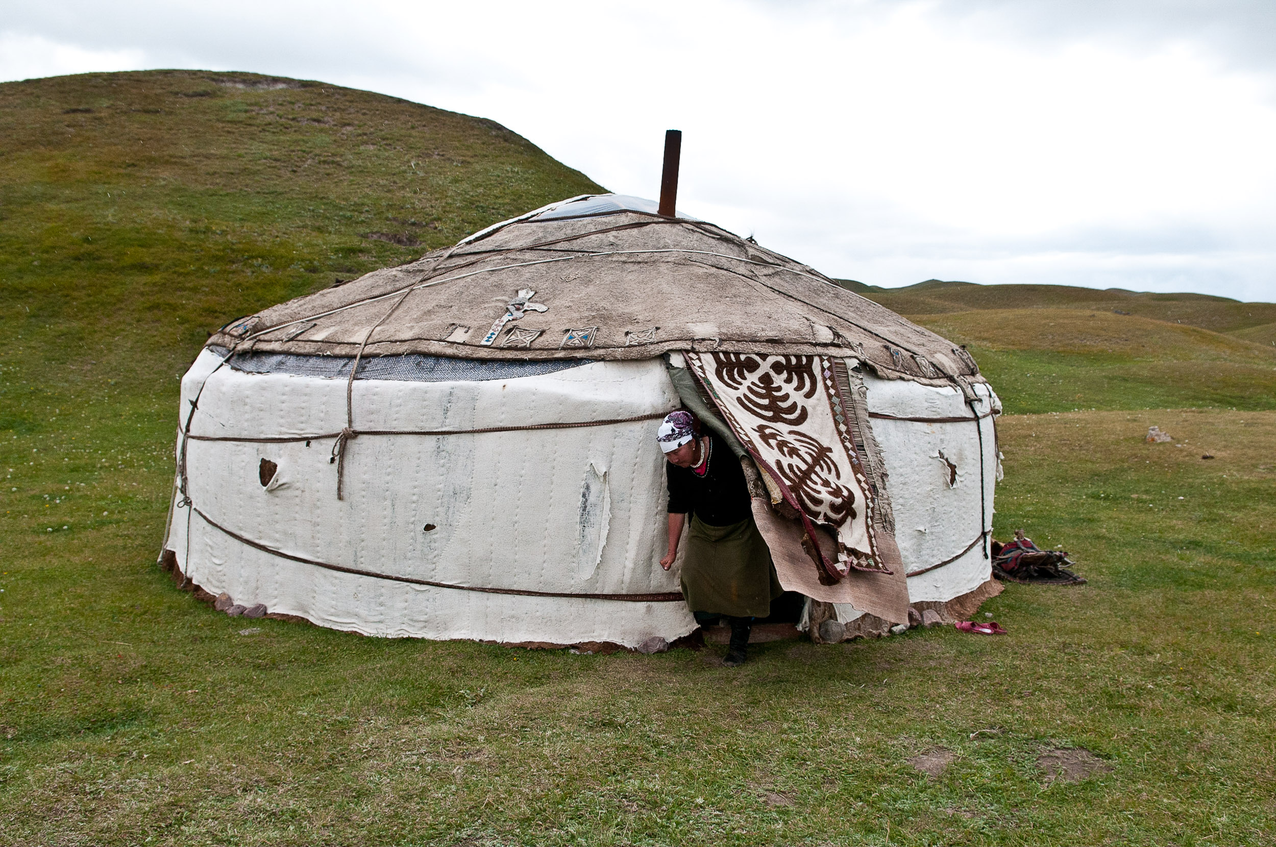 Yurt and mountains, Kyrgyzstan.
