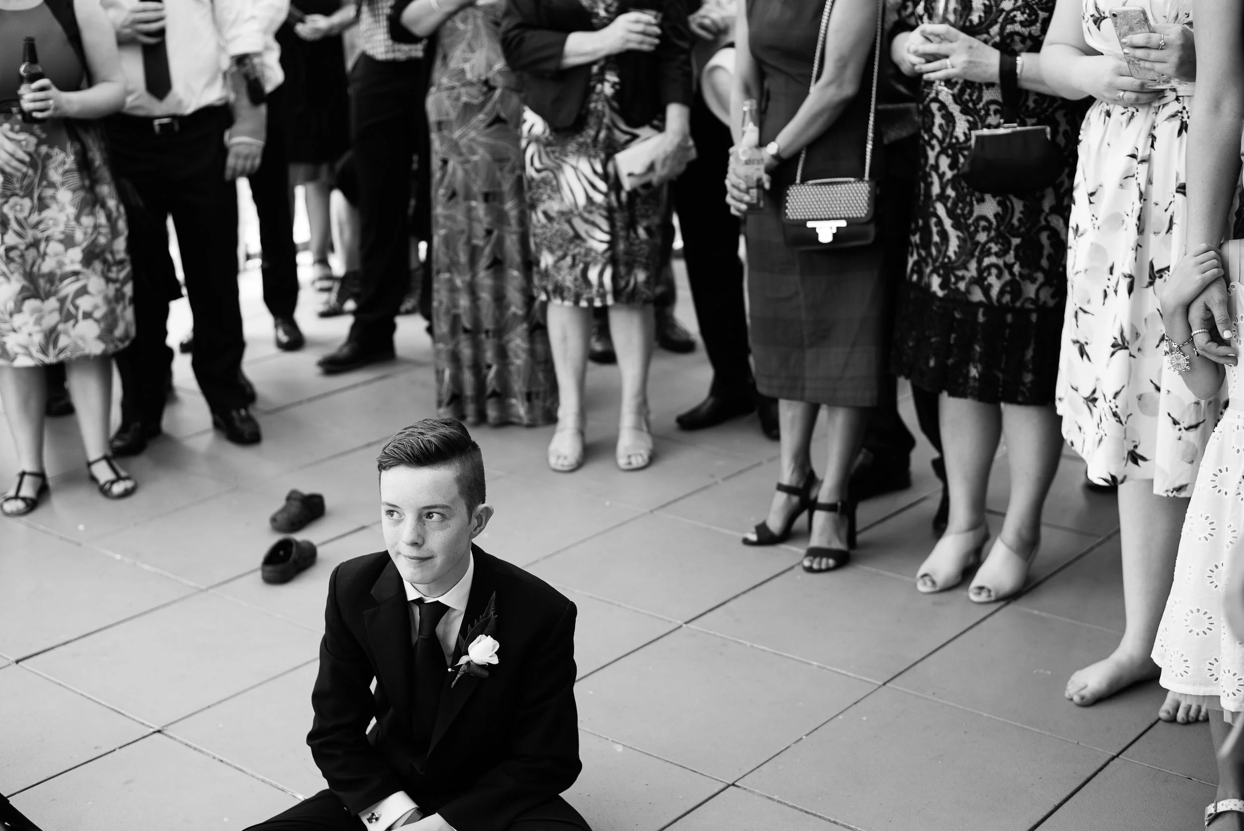 Boy watching at a wedding, Lincoln, Christchurch.