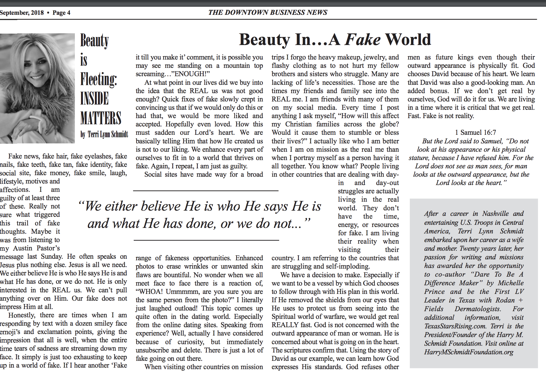 September 2018 Column/Downtown Dallas Business News
