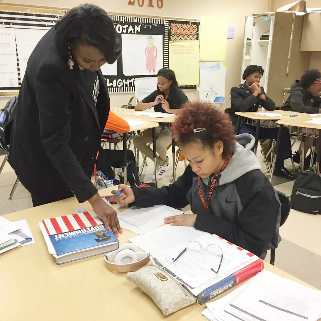 Nikki volunteering with the students at Douglass High School as a "Teacher for a Day" participant with Oklahoma City Public Schools
