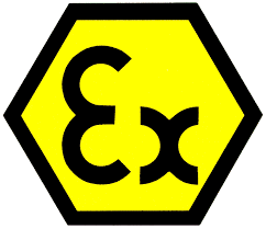 Mark for ATEX certified electrical equipment for explosive atmospheres.