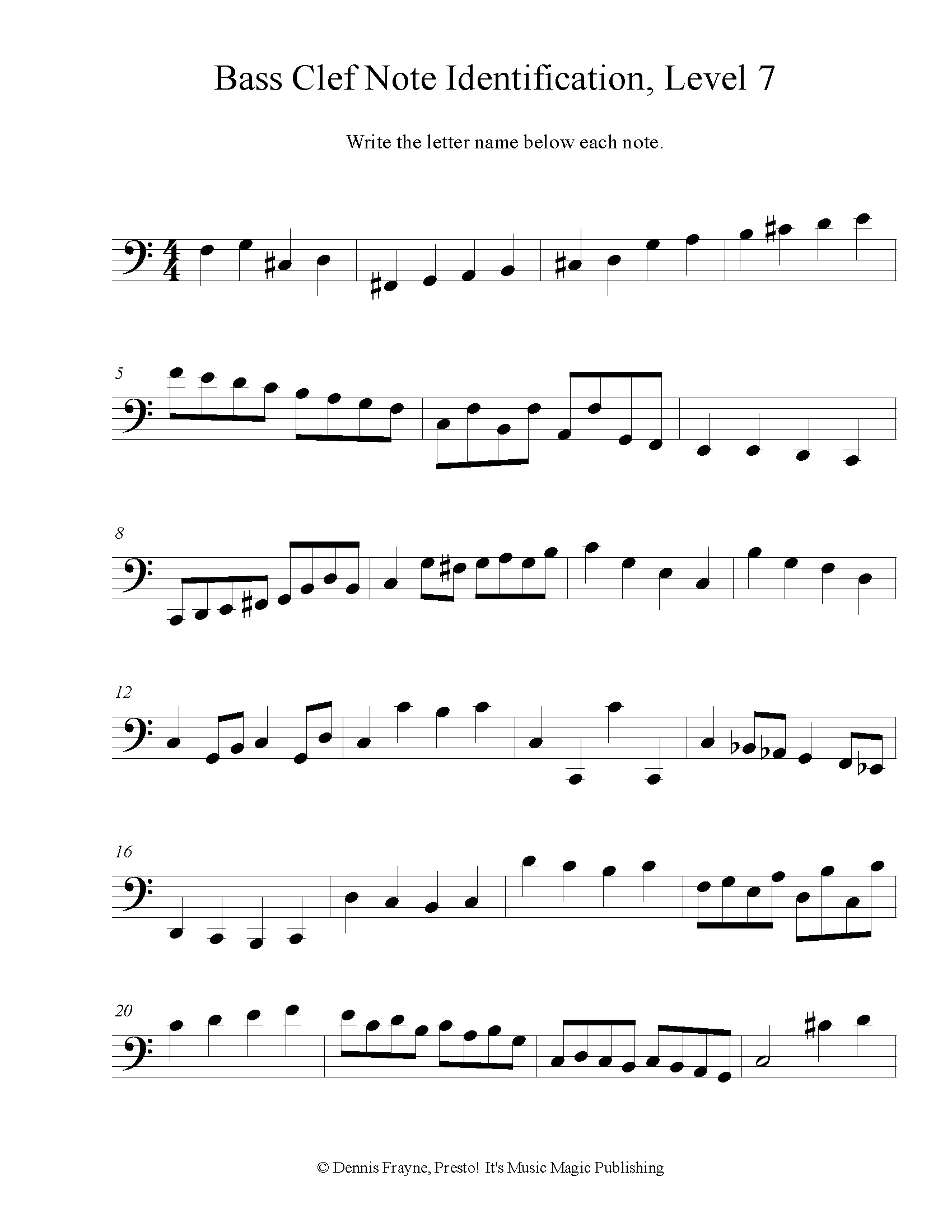 Bass Clef Notes Piano Chart