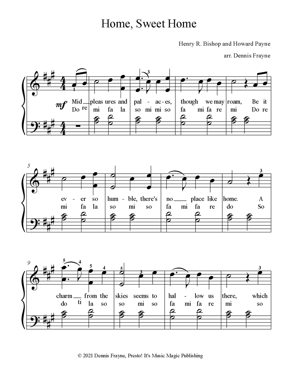 Home Sweet Home sheet music - partitur lagu tema