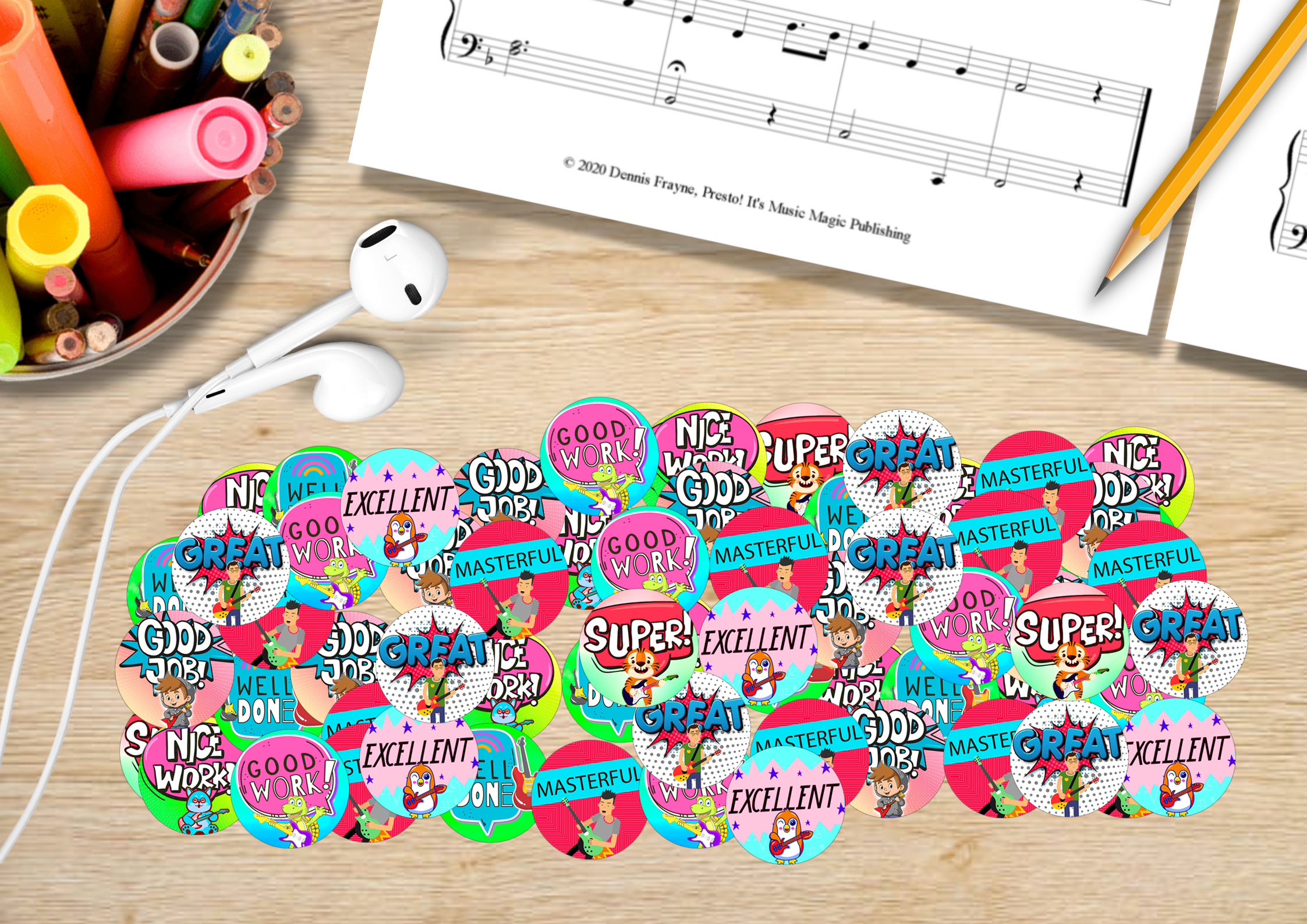 Music Themed Assignment Stickers - Rewards Stickers for Music Students