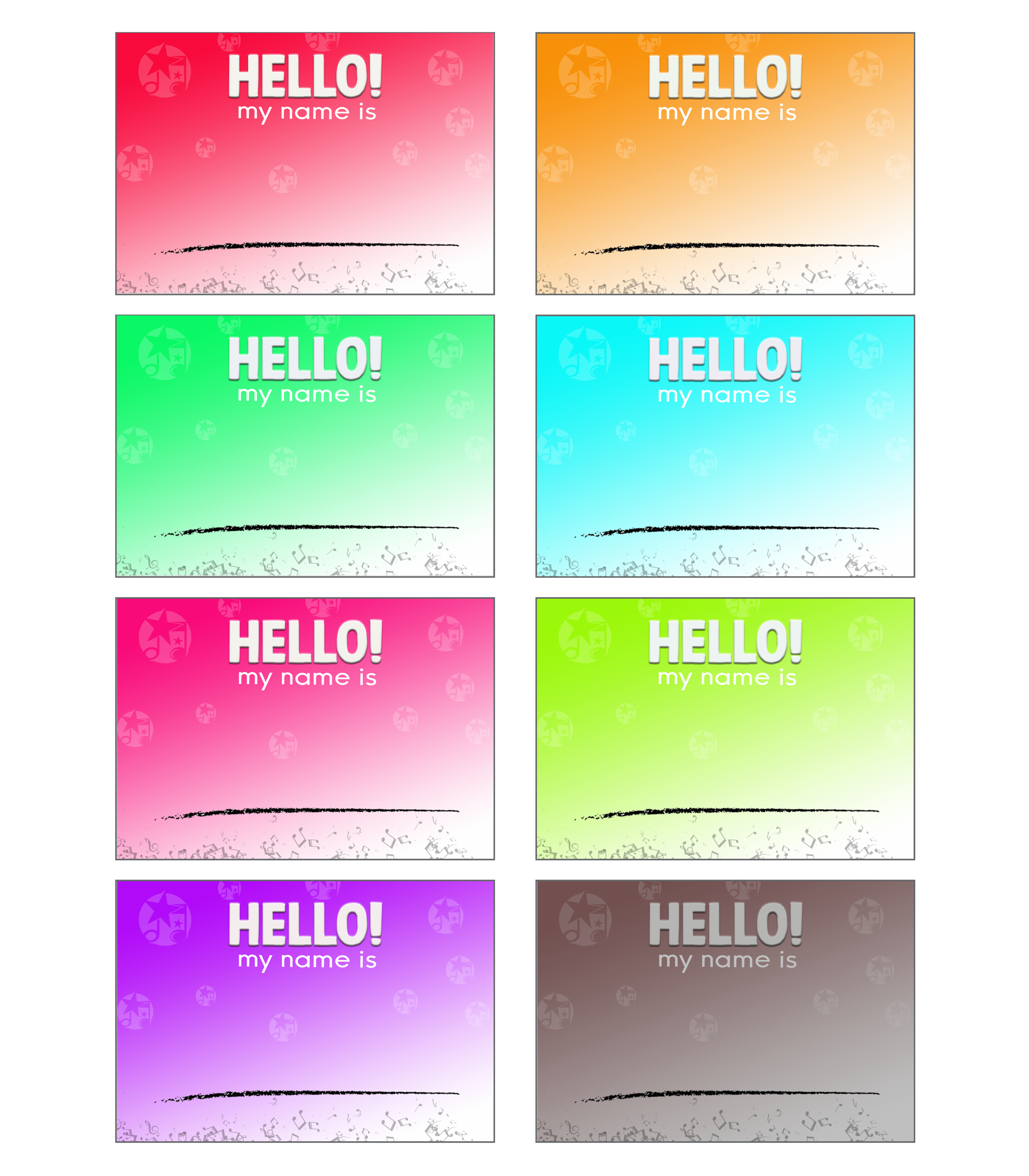 Name Tag Note Star Notes Colored JBB 1 - 40 Name Tags (5 Sheets of 8), 2-1/3 x 3-3/8 ...