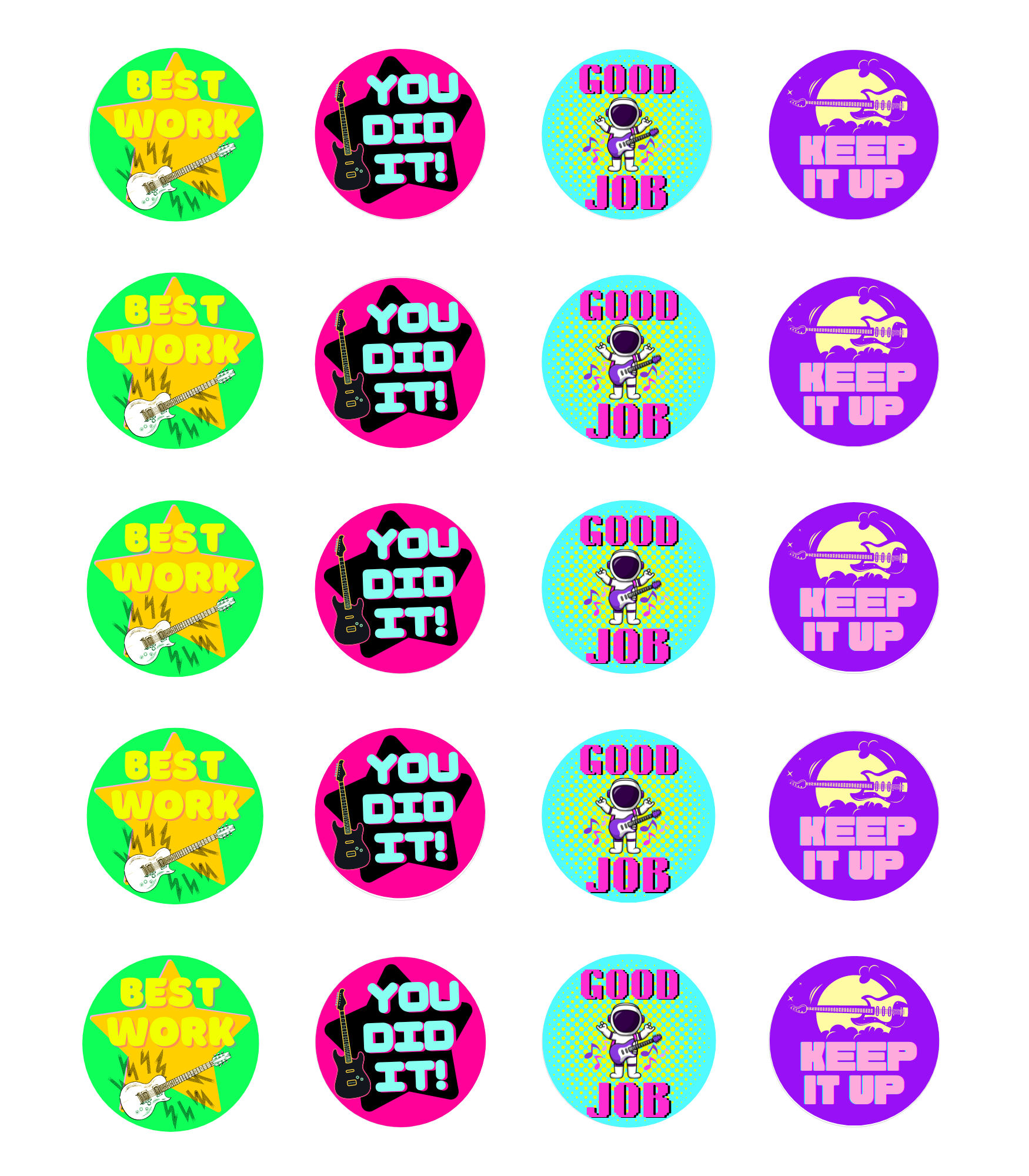 Electric Guitar JEM 1 Digital Template (PDF), 1.5 inch Round — Presto