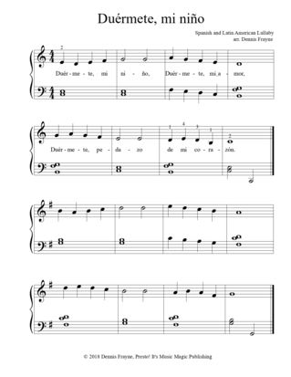 Duermete mi nino in 15 Keys Presto Music Magic Dennis Frayne page 1.png