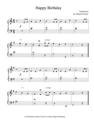 Happy Birthday in 15 Keys Presto Music Magic Dennis Frayne page 1.png