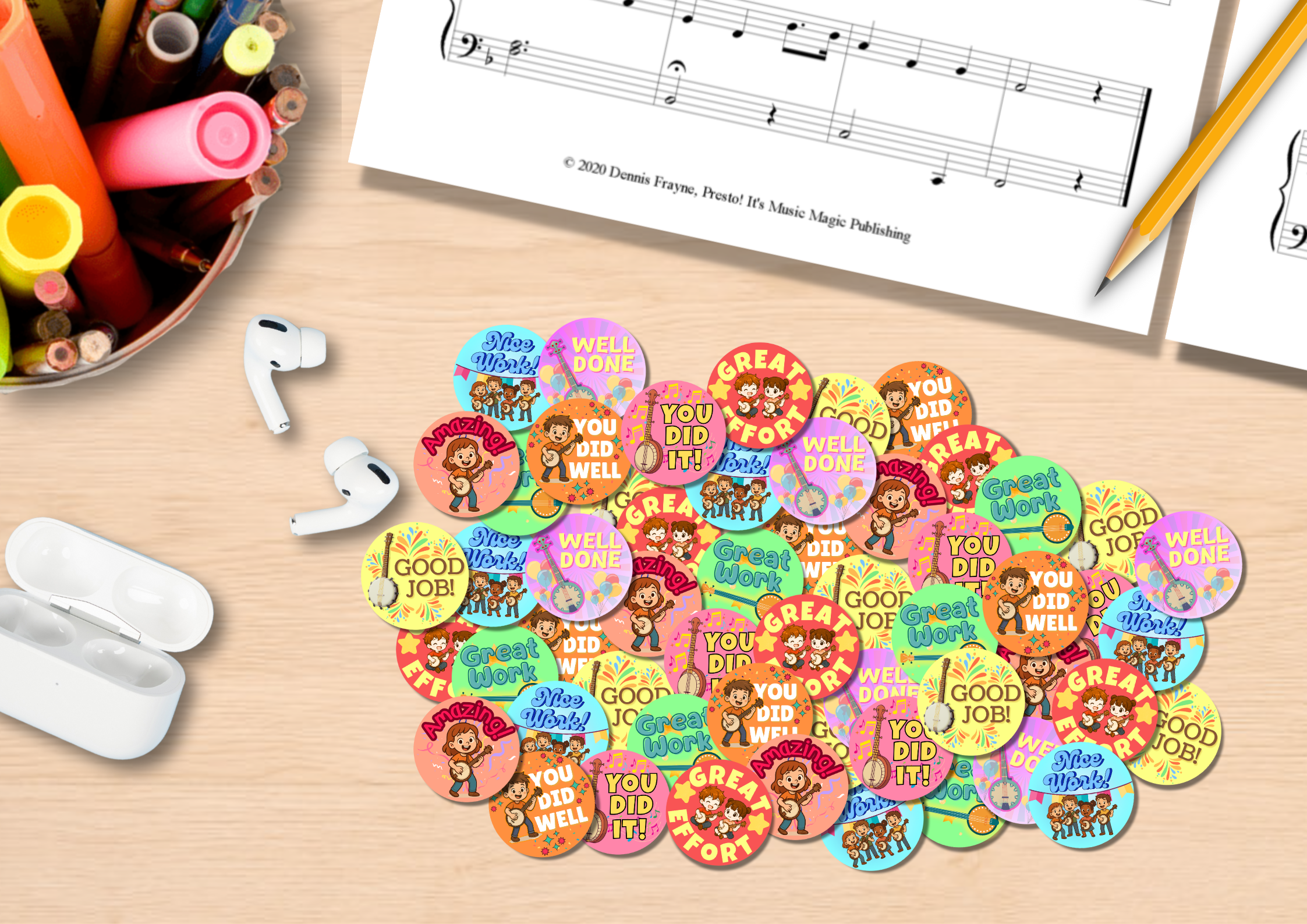 Banjo JEM 1 Avery 4221 Web Stickers on Desk.png