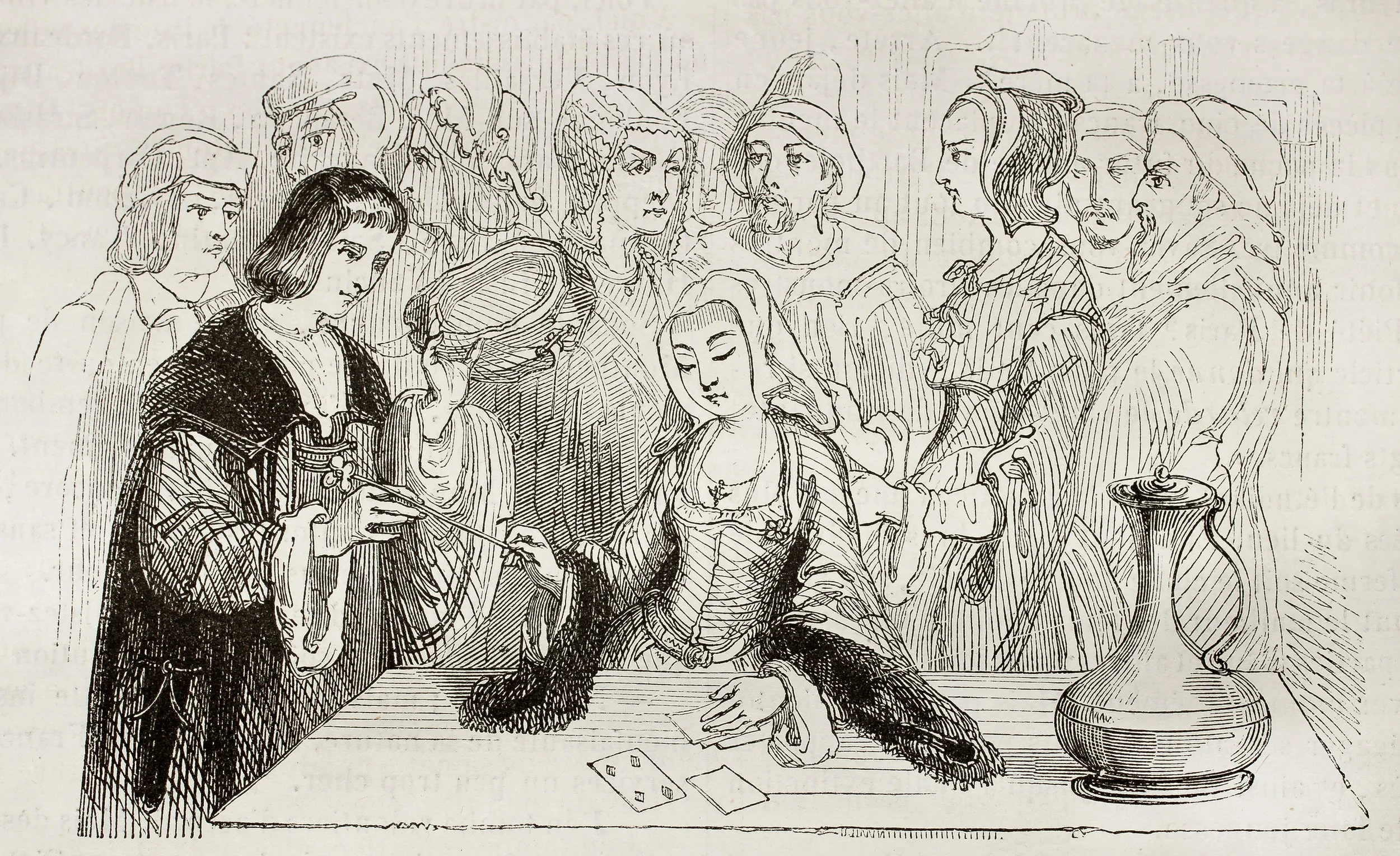 This drawing is called Philip the Bold Consulting and a Cartomancer. She probably told him to lay off Gamay.