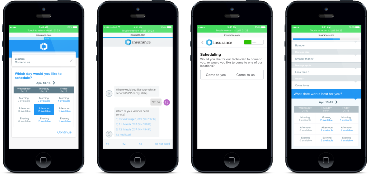 Mockups of the four multimodal concepts we would test